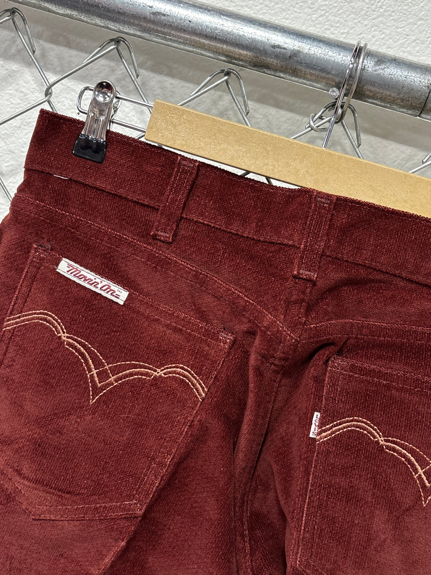 Vintage 70's Levi's Movin-On Red Flared Bell Bottom Pants Size 32x34