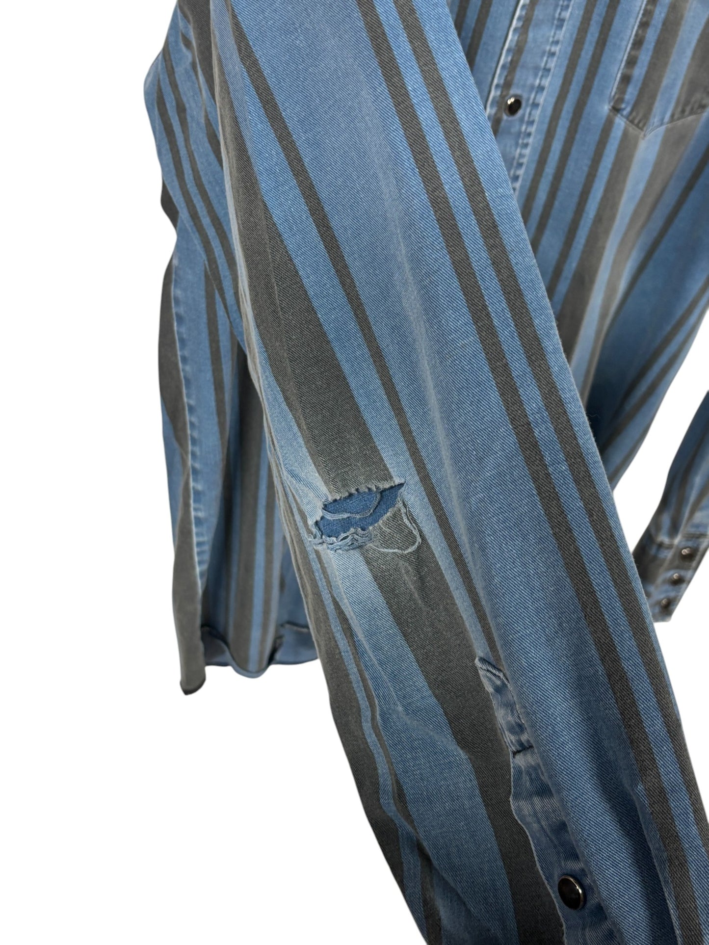 Vintage Wrangler Striped Brushpopper Western Button Up Shirt Size Large