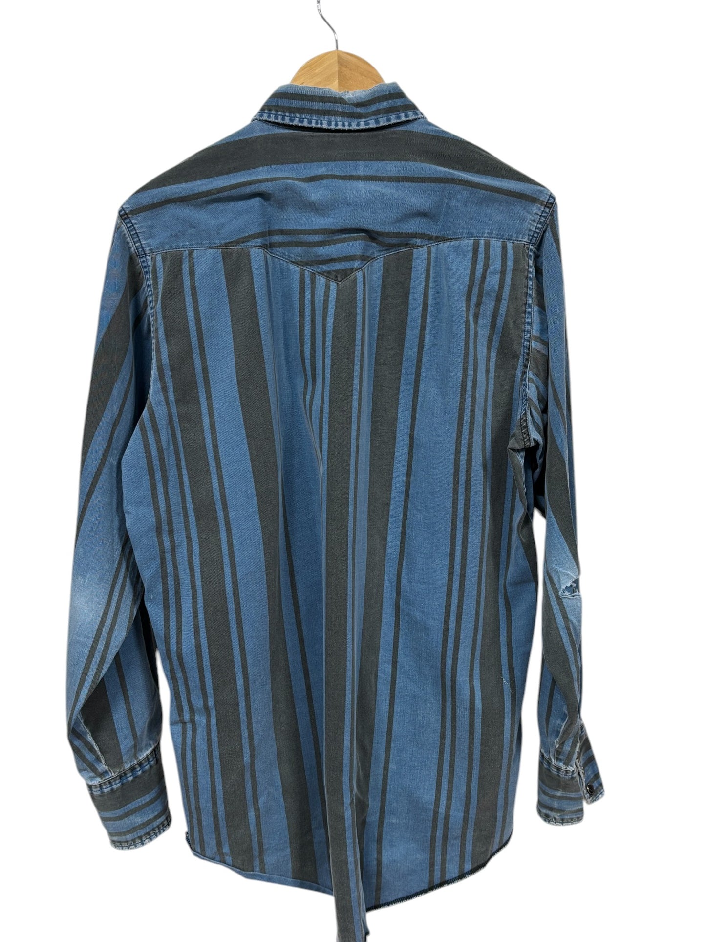 Vintage Wrangler Striped Brushpopper Western Button Up Shirt Size Large