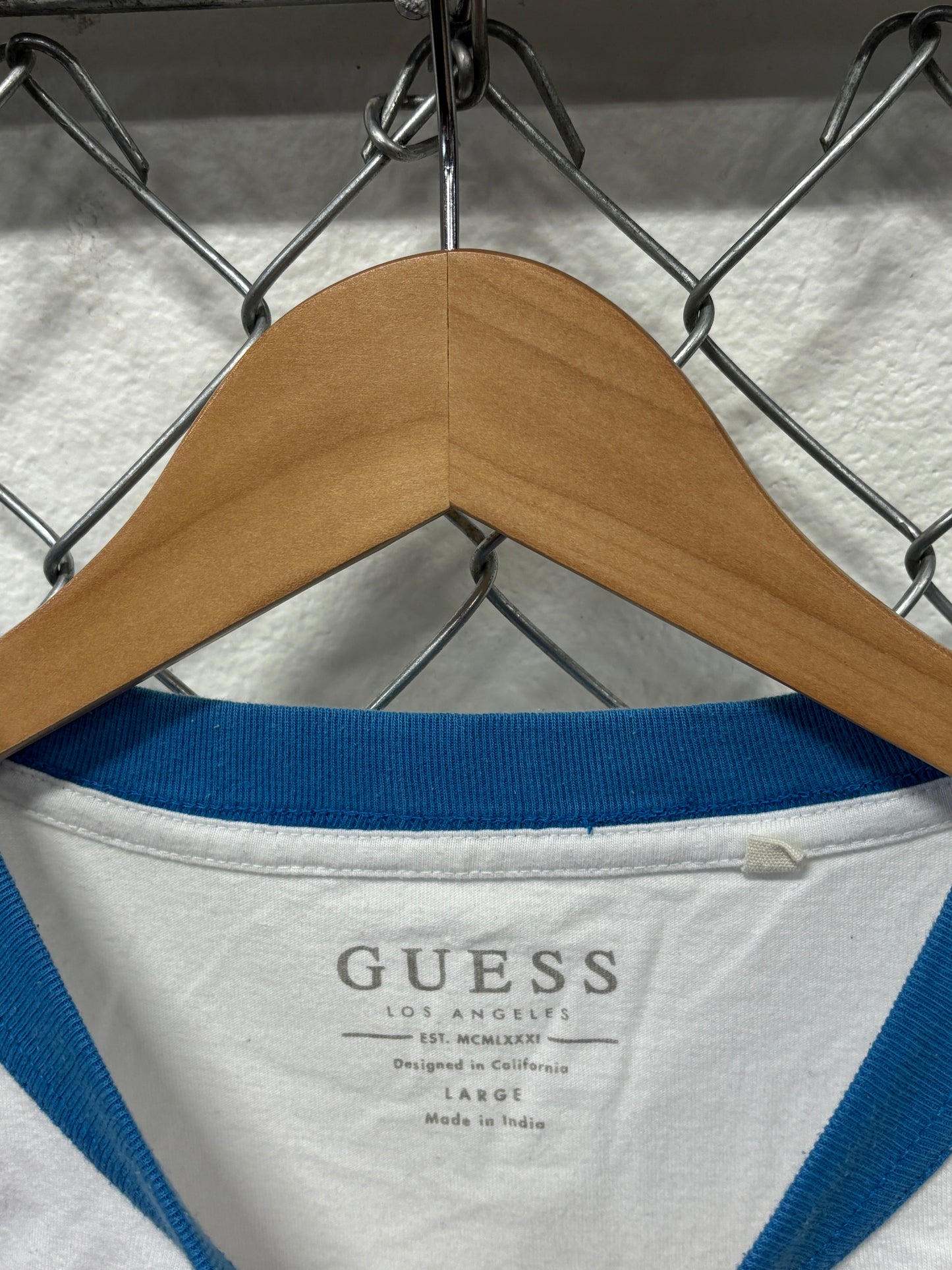 Guess Striped Ringer Graphic Tee Size Large