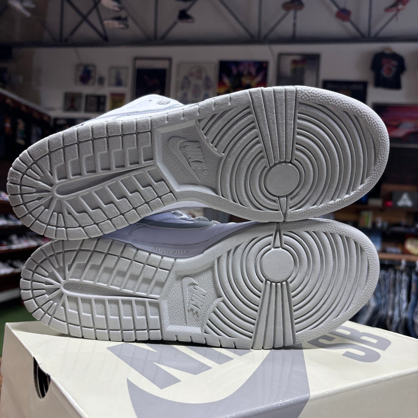 Nike SB Dunk Low 'Supreme 94 White Metallic Silver' Size 10.5