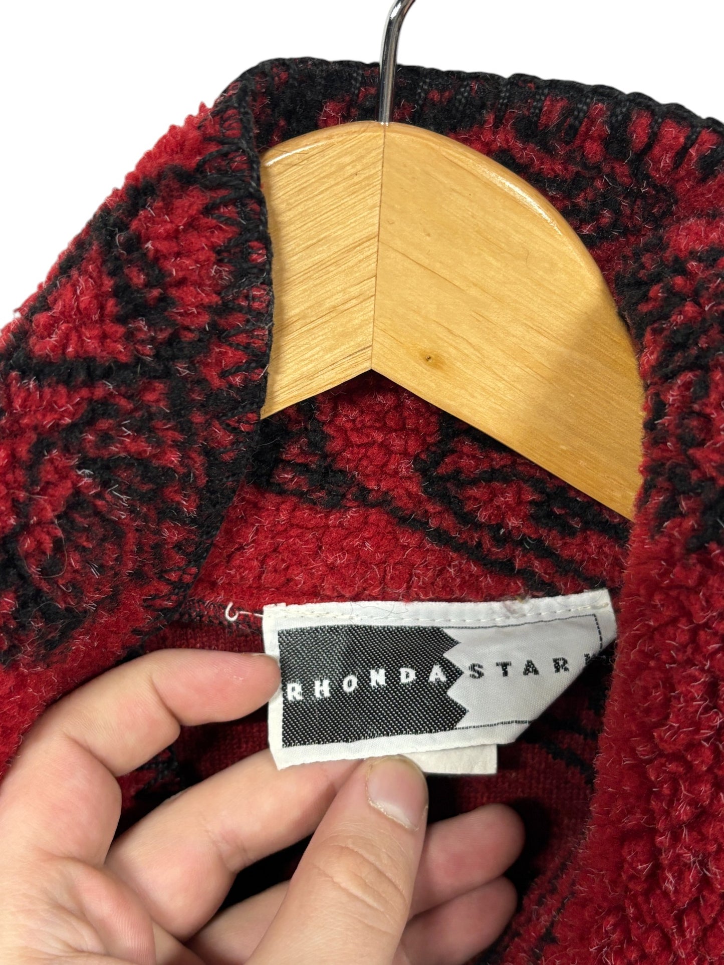 Vintage Rhonda Stark Fleece Horse All Over Print Sweater Size Medium