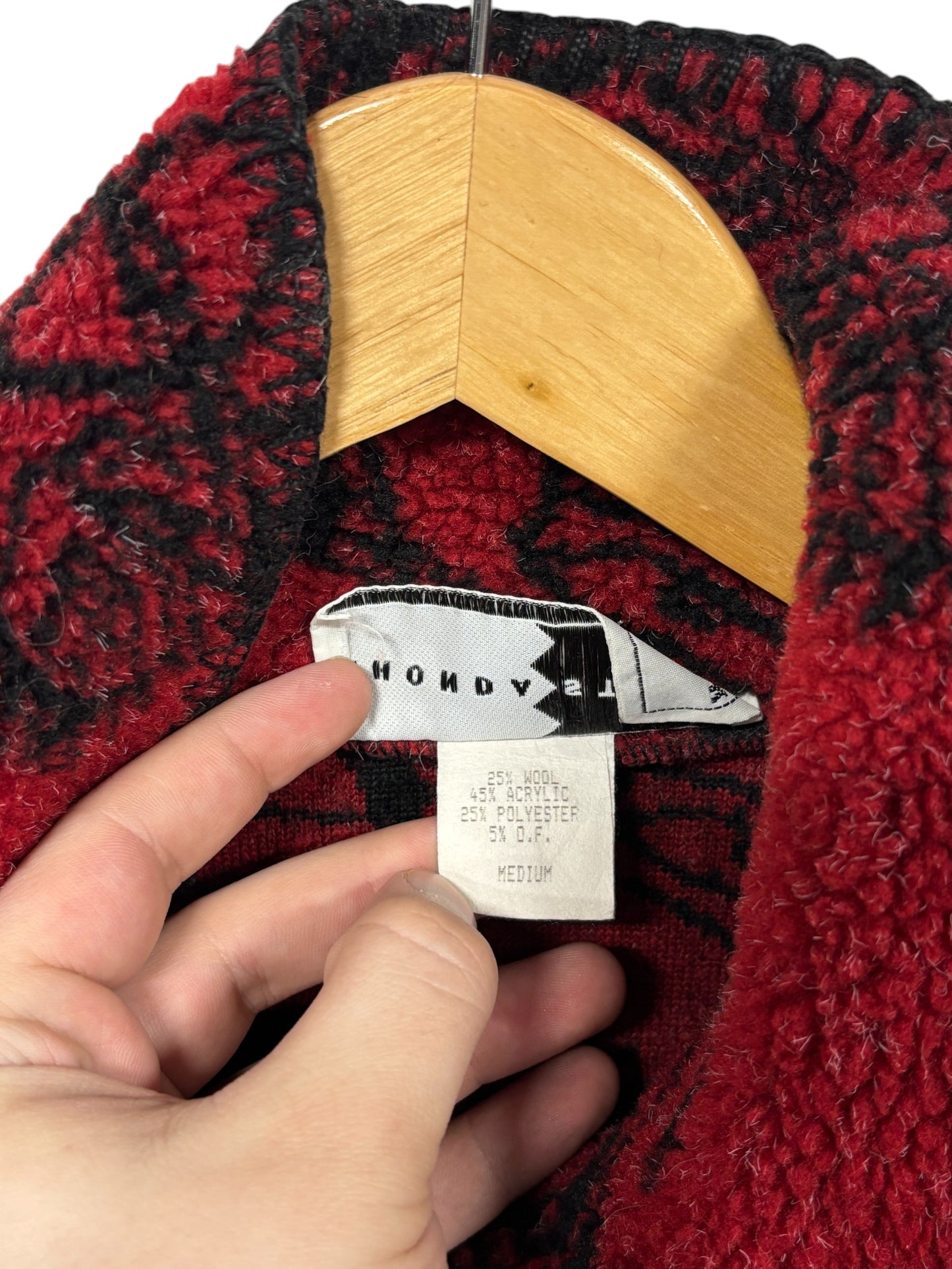 Vintage Rhonda Stark Fleece Horse All Over Print Sweater Size Medium