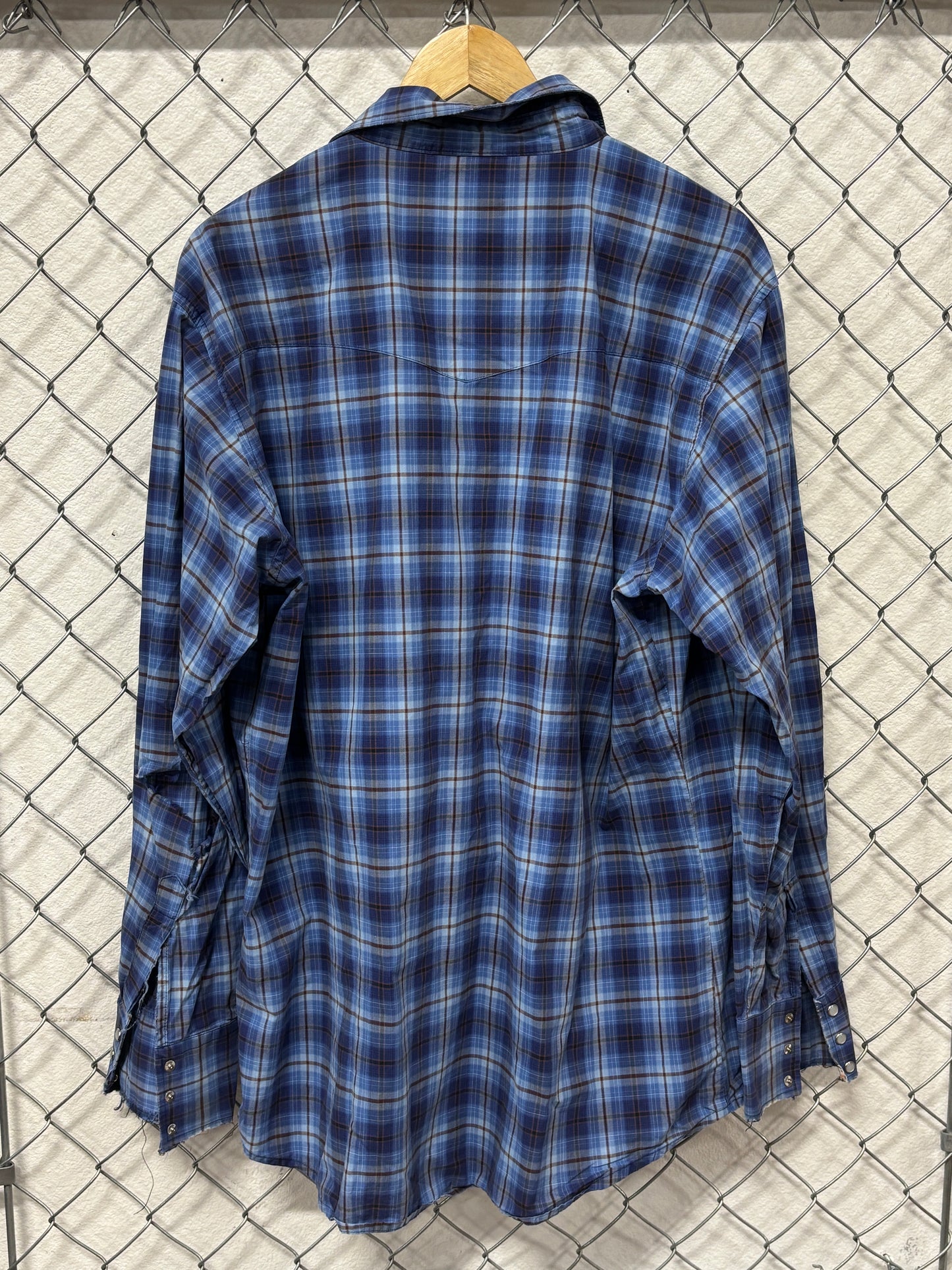 Vintage Wrangler Pearl Snap Western Button Up Shirt Size XL
