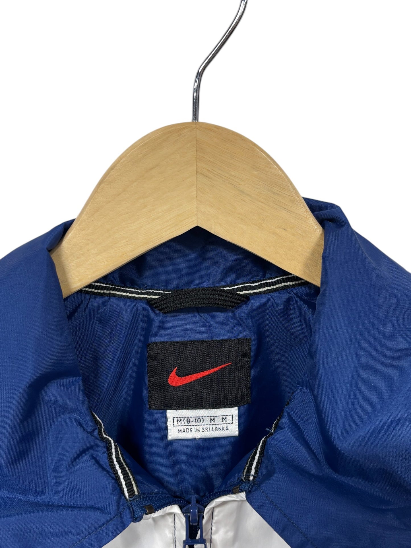 Vintage 90's Nike Blue White Zip Up Windbreaker Jacket Size Medium (Womens)