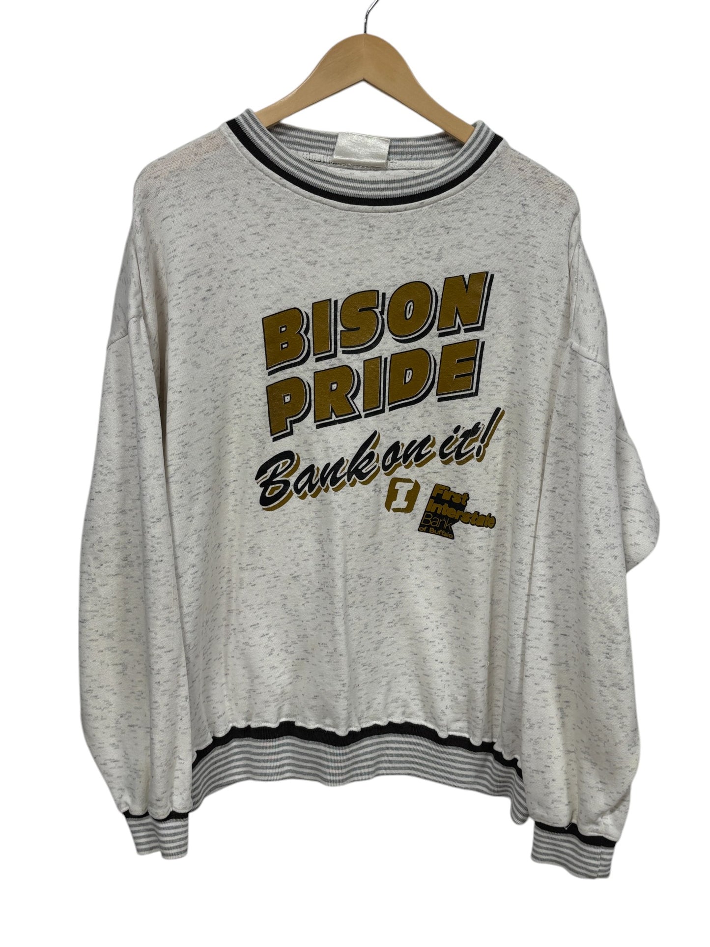 Vintage 90's Buffalo Wyoming Bison Pride Crewneck Sweater Size XL
