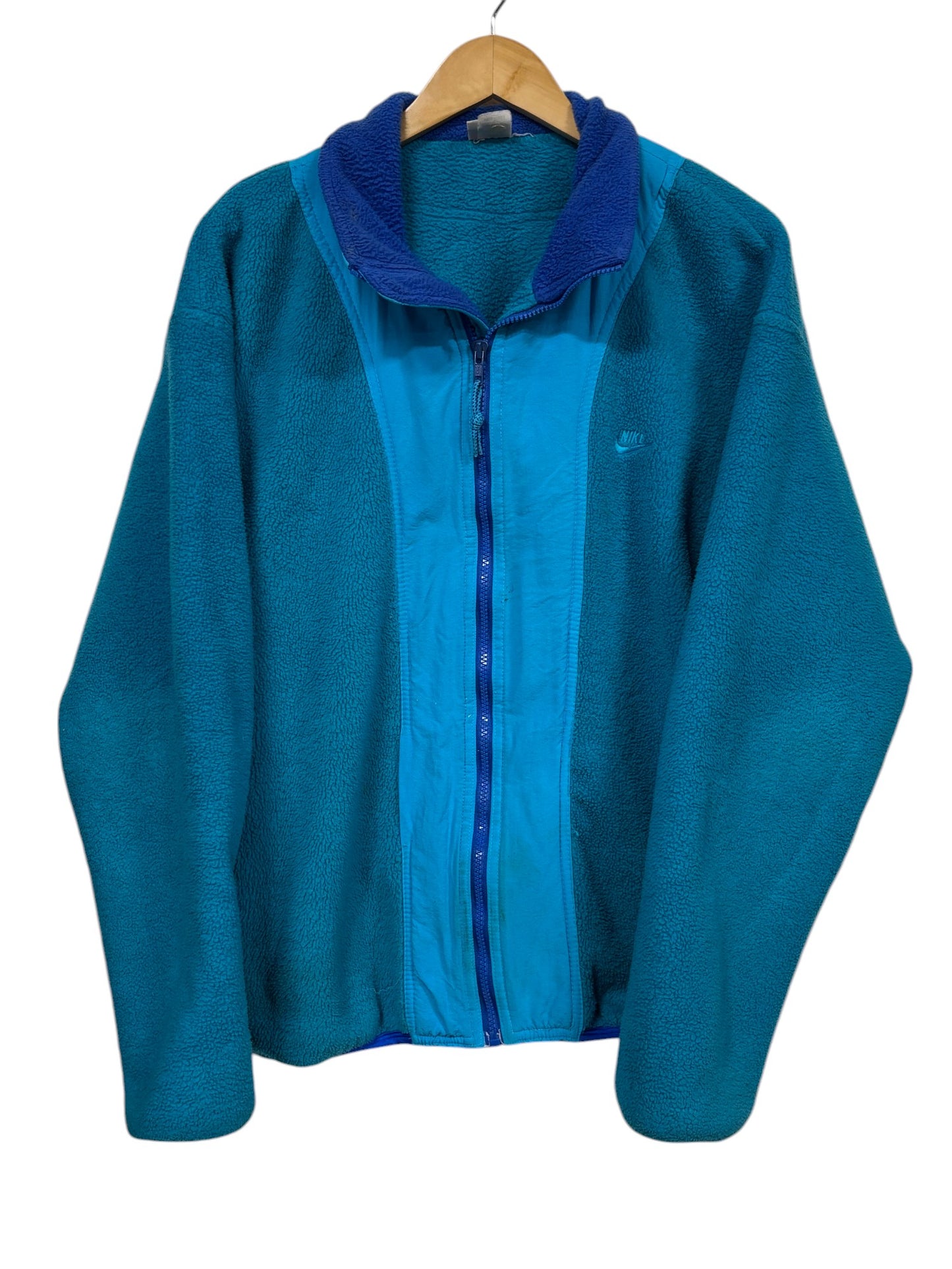 Vintage 90's Nike Silver Tag Blue Fleece Zip Up Jacket Size Large
