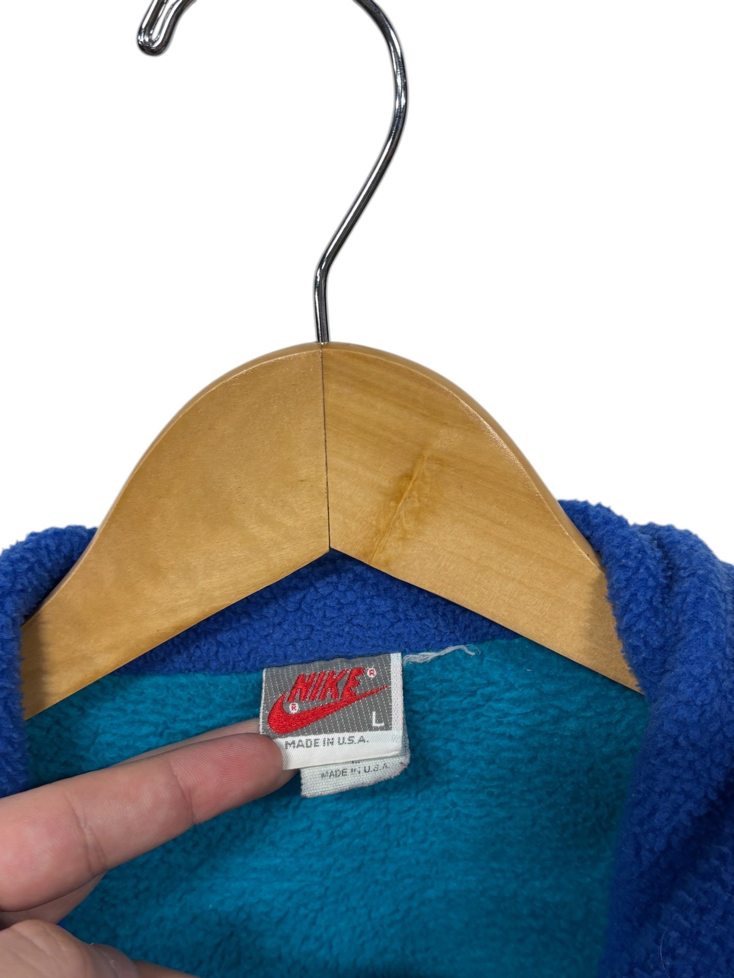 Vintage 90's Nike Silver Tag Blue Fleece Zip Up Jacket Size Large