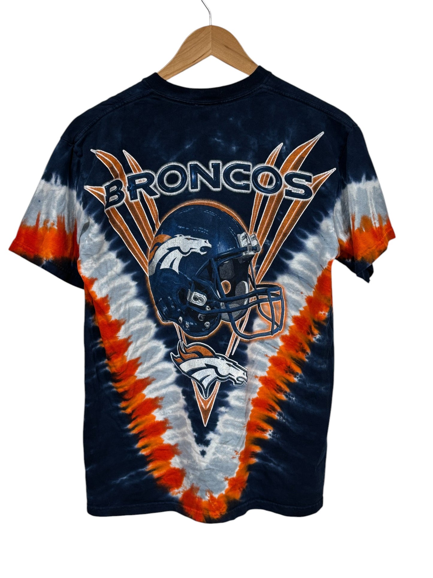 Vintage Denver Broncos NFL Logo Tie Dye Graphic Tee Size Medium