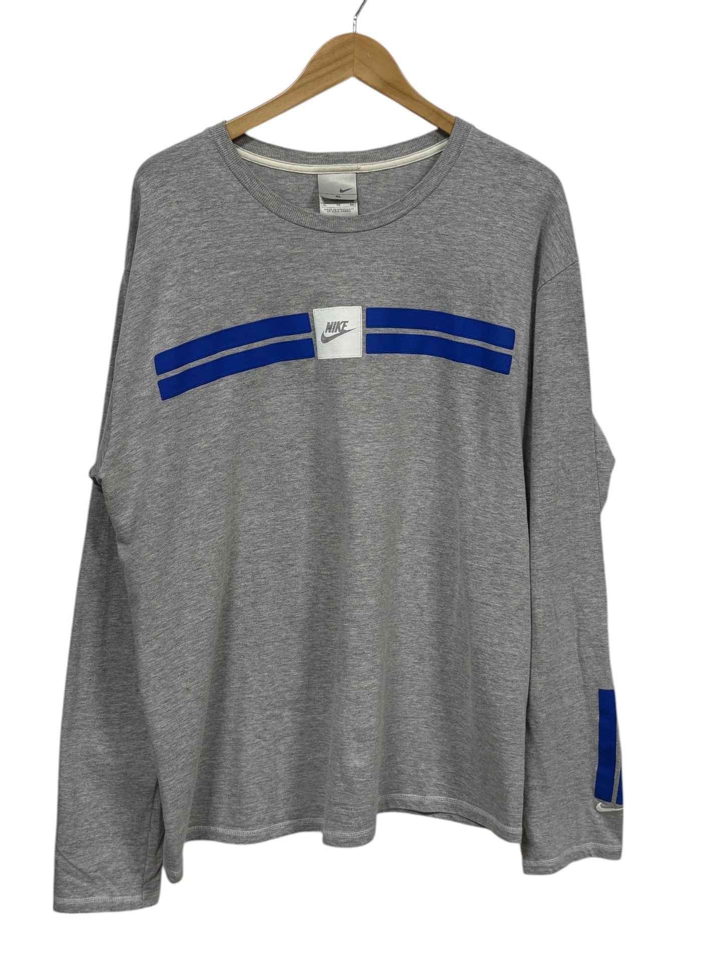 Vintage 00's Nike Grey Swoosh Logo Long Sleeve Shirt Size XL