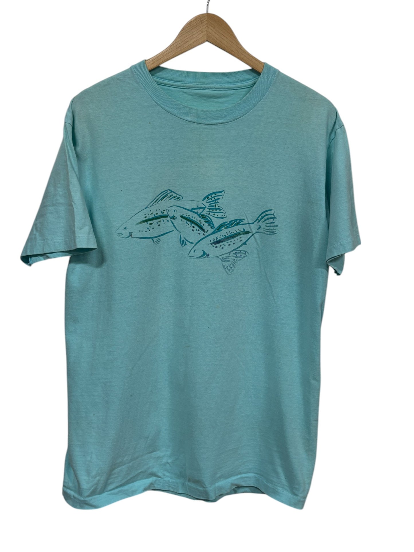 Vintage 90's Fishing Nature Graphic Tee Size Large