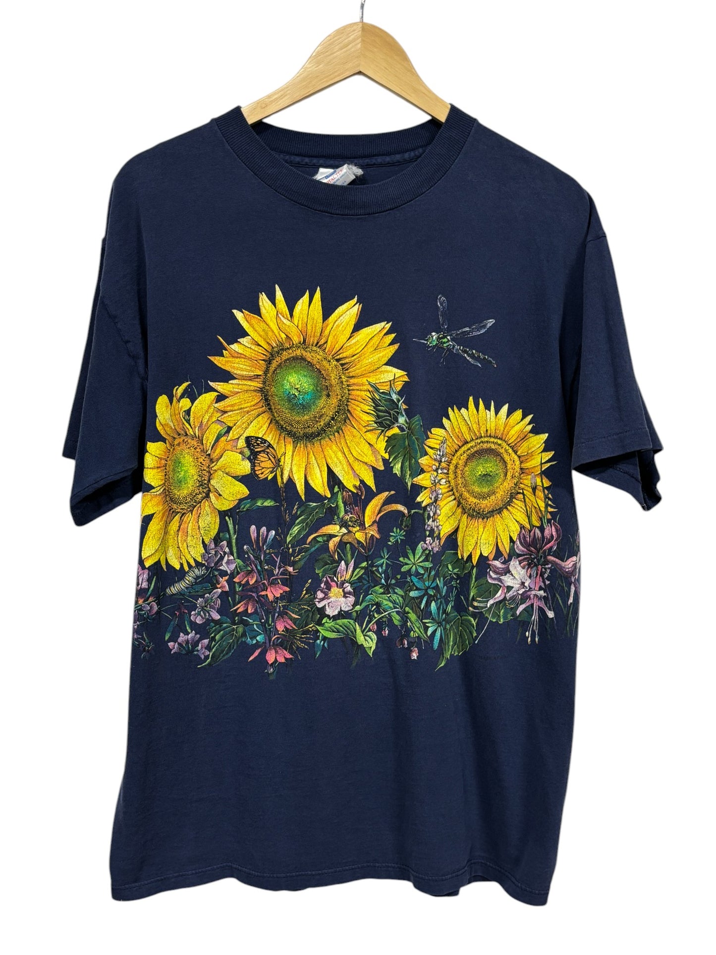 Vintage 90's Sunflower Garden Nature Graphic Tee Size Large