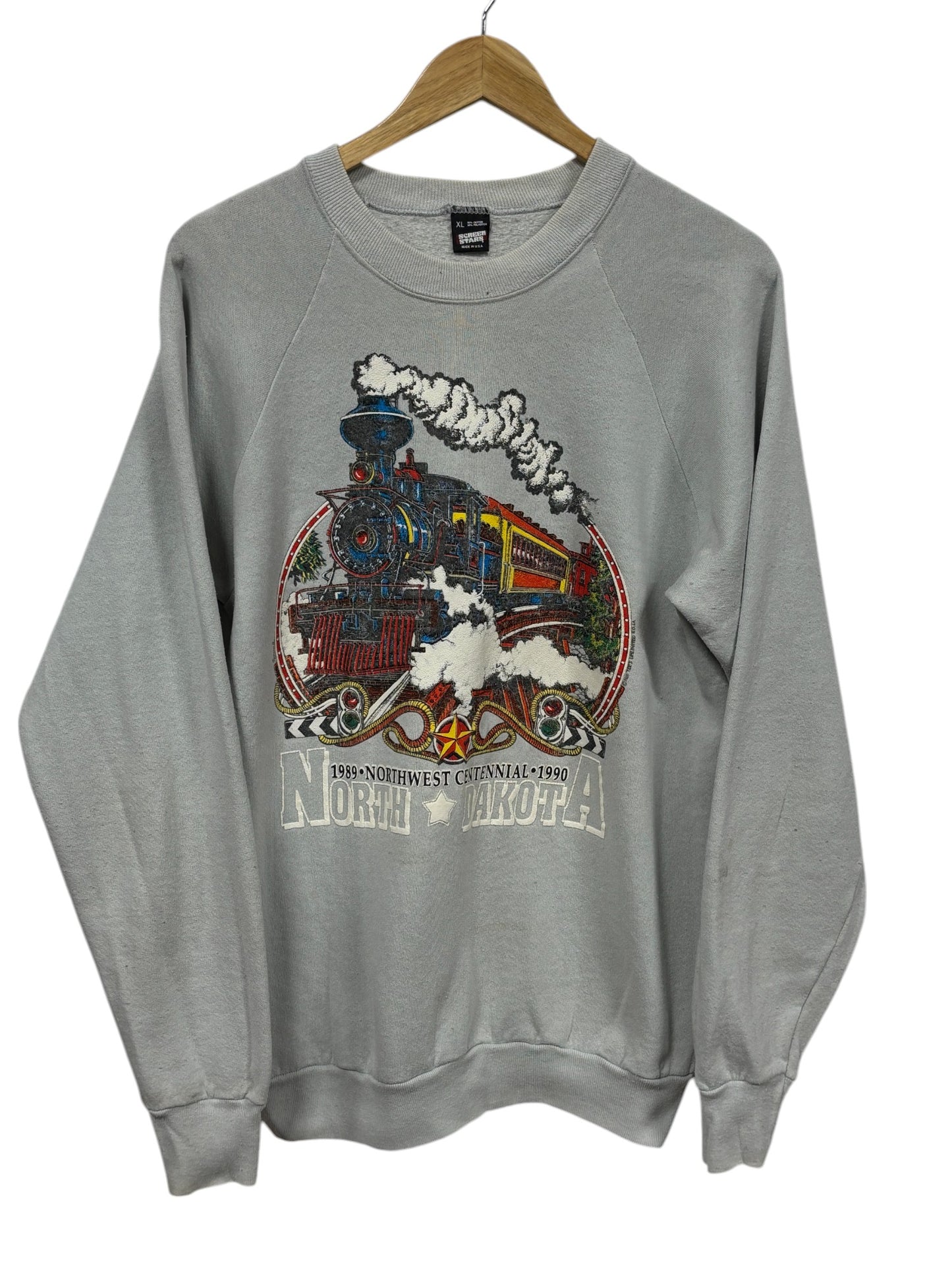 Vintage 1989 Northwest Centennial Train Graphic Sweater Size XL