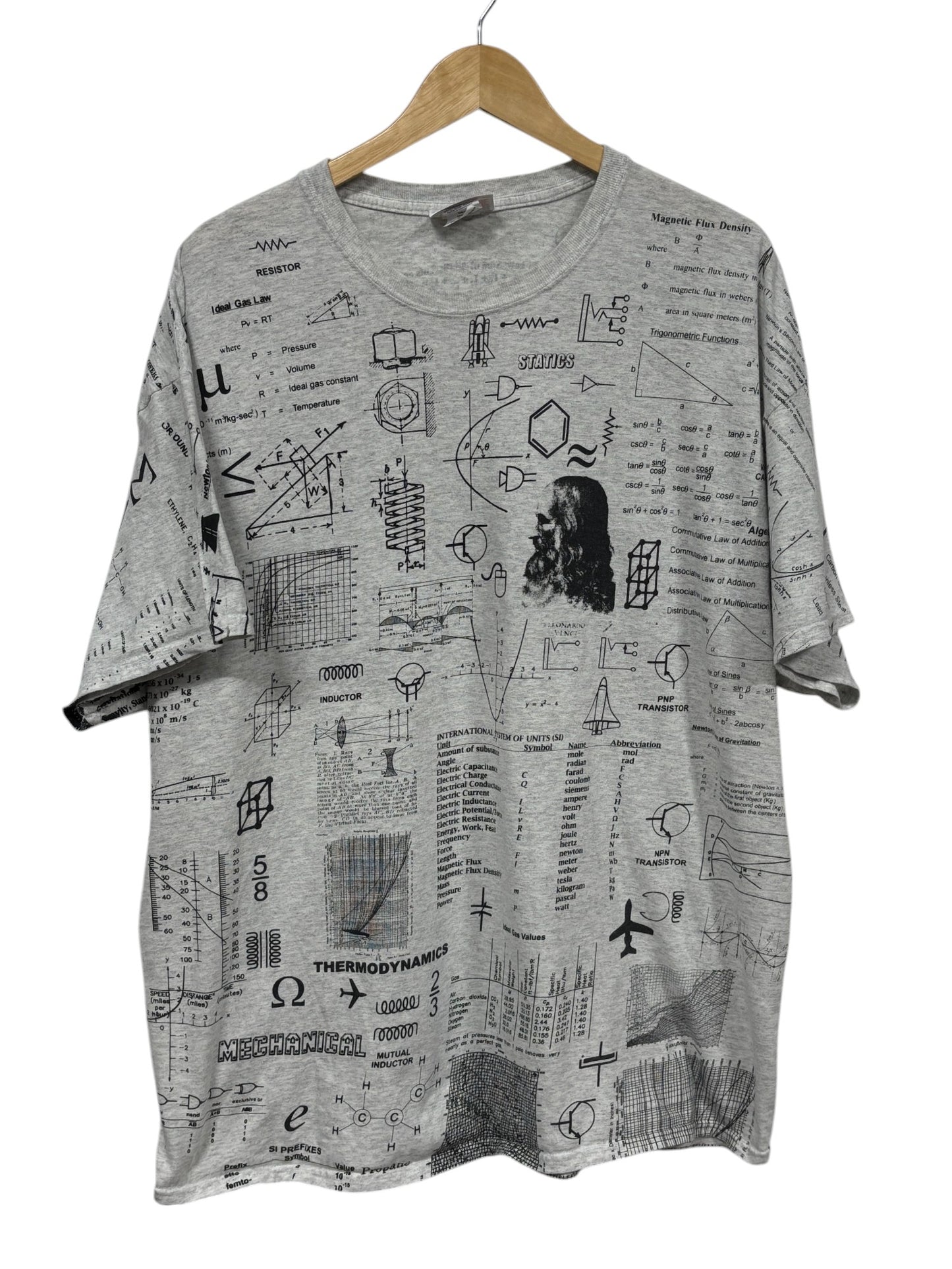 Vintage 00's Math Equations All Over Print Graphic Tee Size XXL