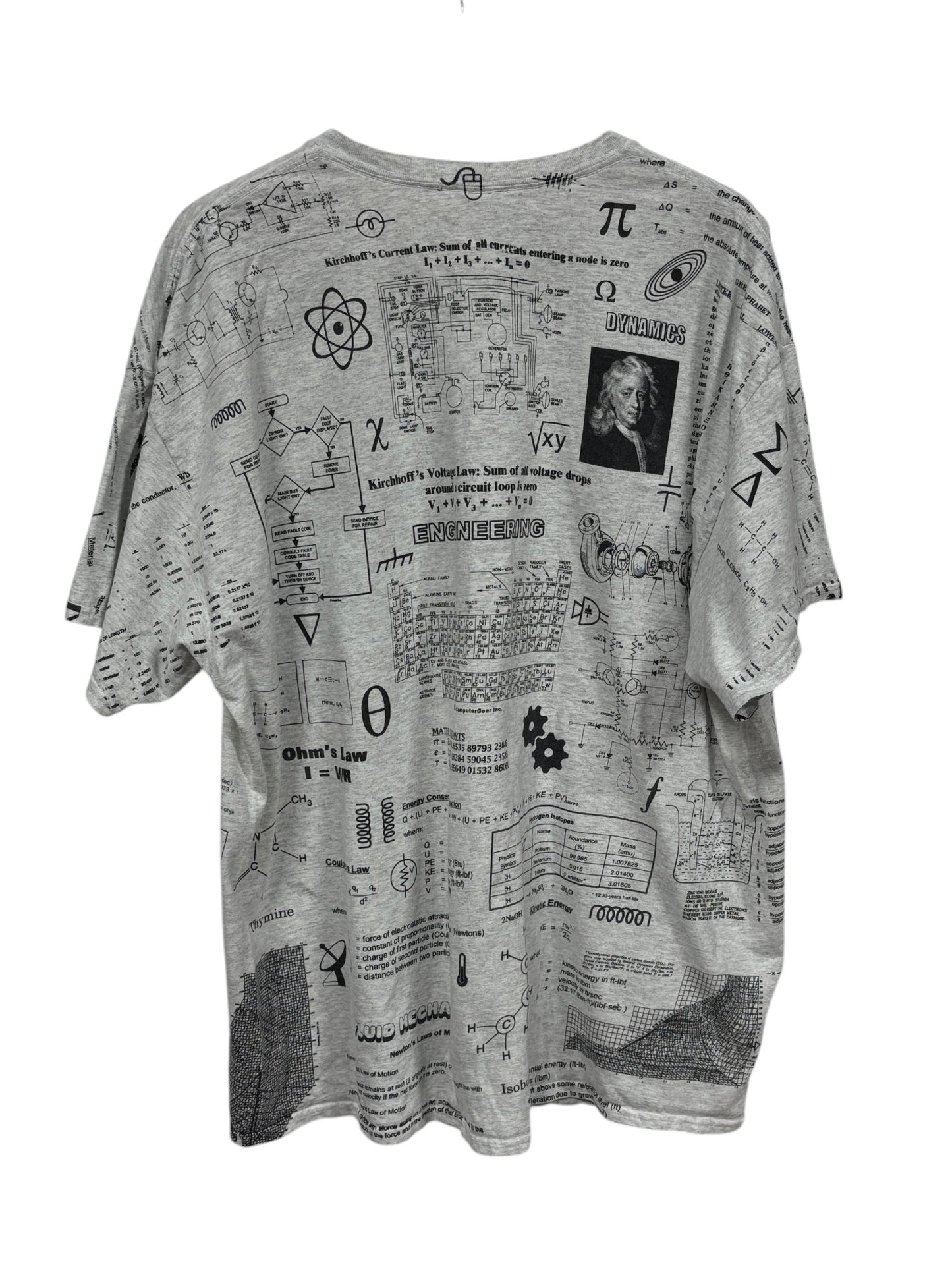 Vintage 00's Math Equations All Over Print Graphic Tee Size XXL
