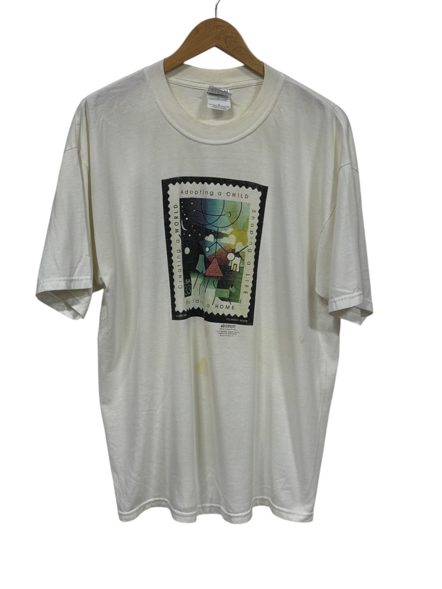 Vintage USPS Adopting A Child Stamp Graphic Tee Size XL