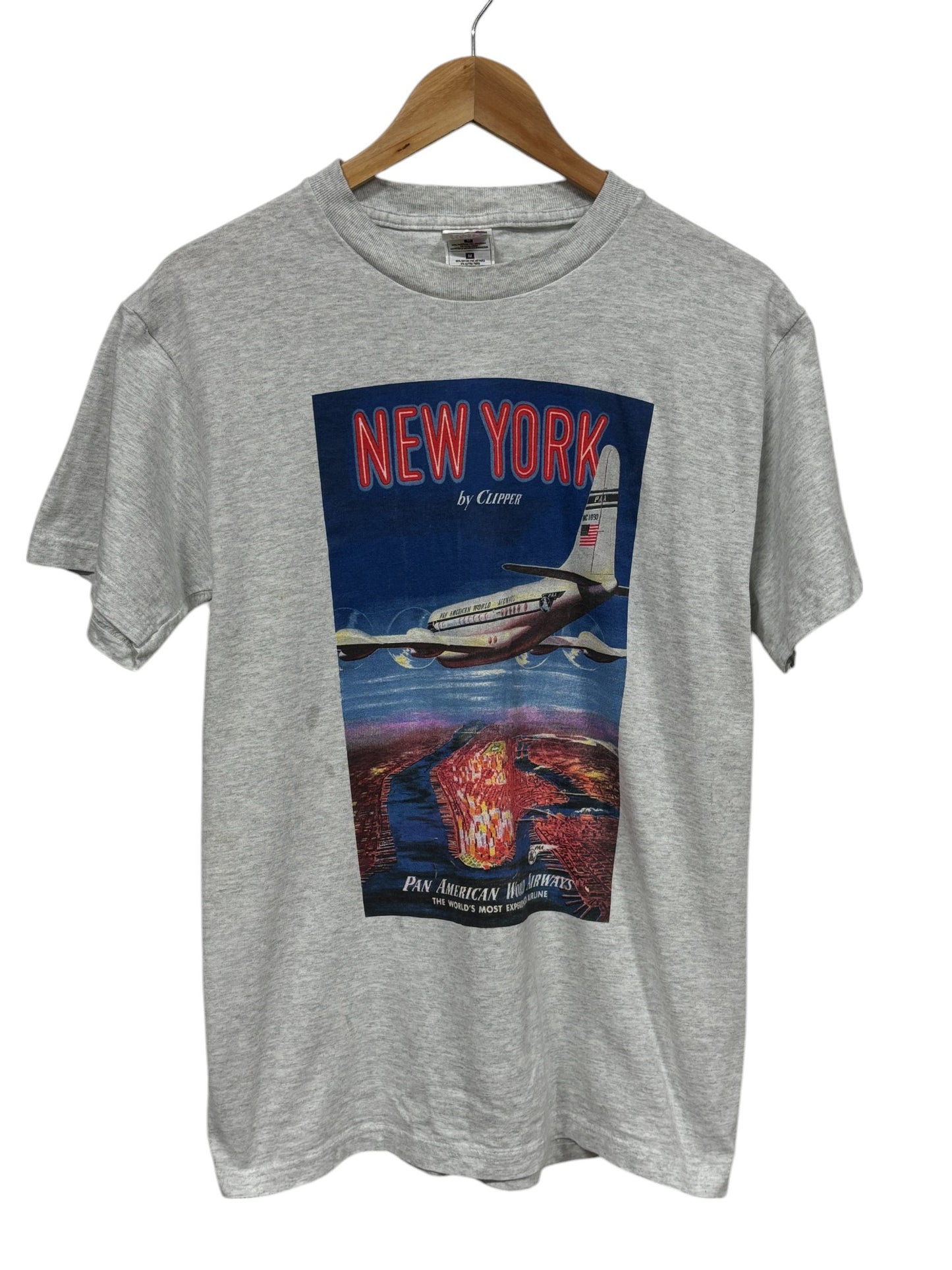 Vintage 90's Pan American Airways New York Airplane Tee Size Medium