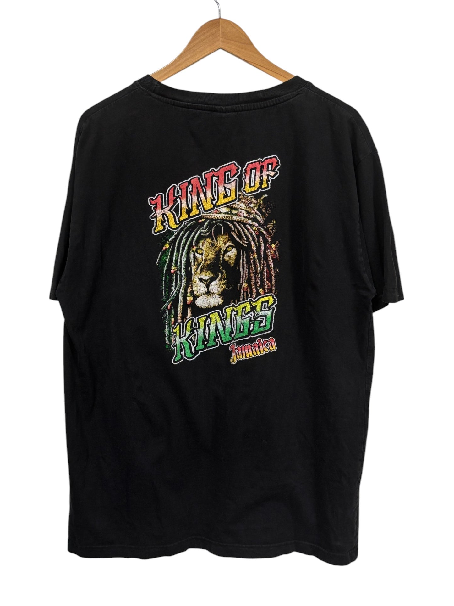 Vintage 00's Jamaica King of Kings Reggae Lion Graphic Tee Size XL
