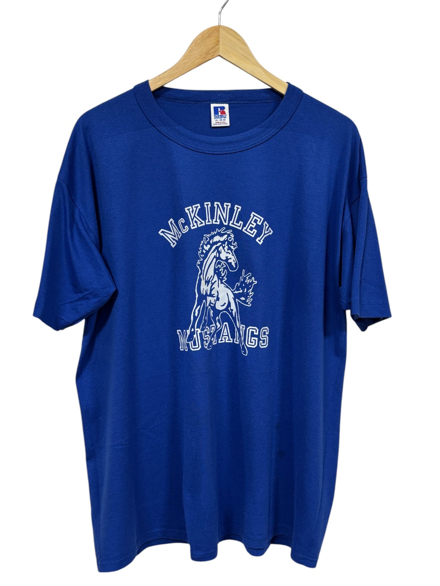 Vintage 90's Russell Athletic McKinley Mustangs Graphic Tee Size XL