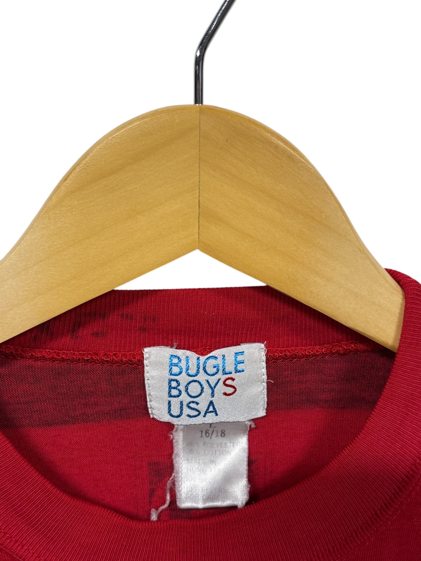 Vintage 90's Bugle Boy Red Striped Pocket Tee Size Small