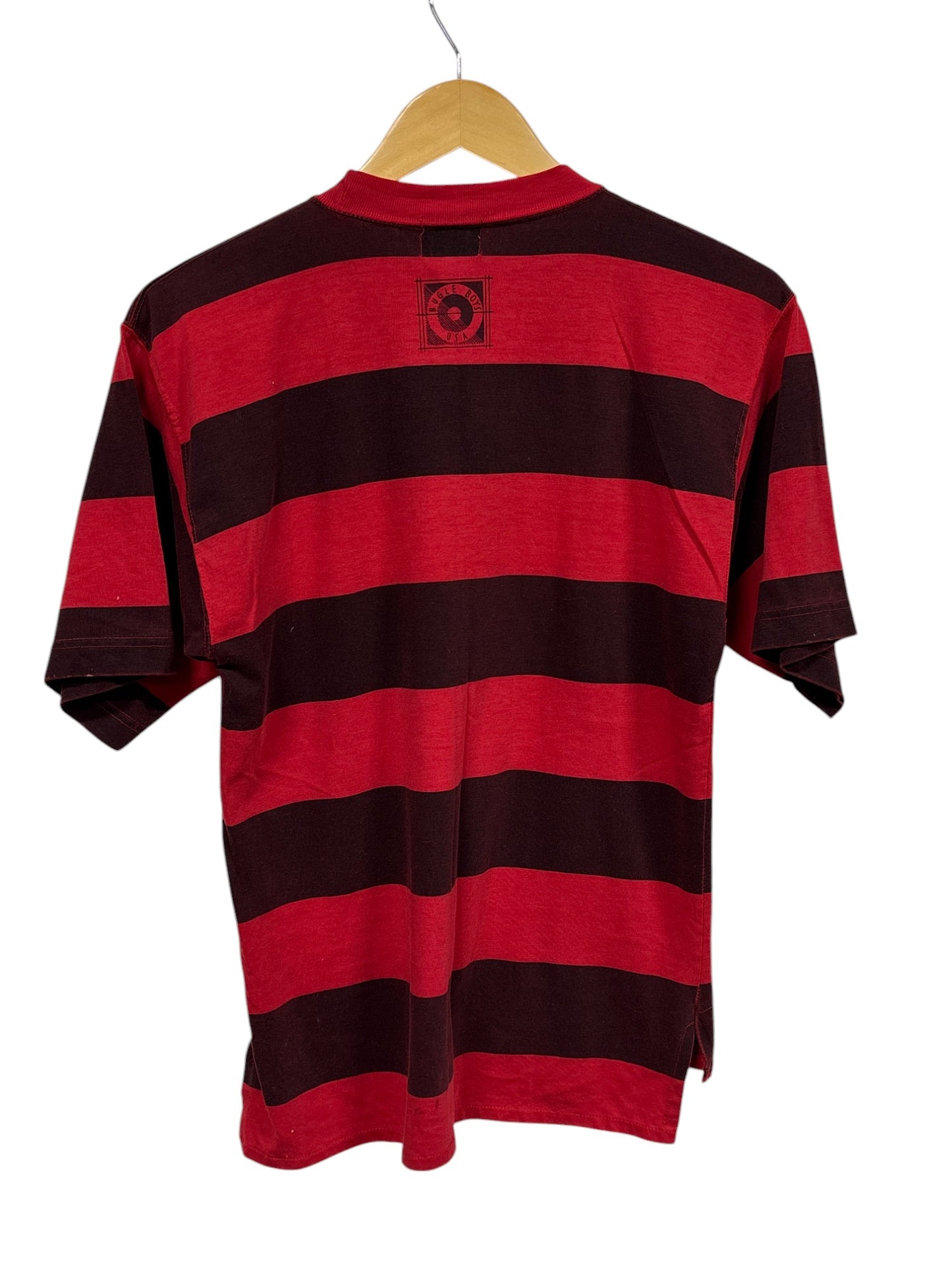 Vintage 90's Bugle Boy Red Striped Pocket Tee Size Small