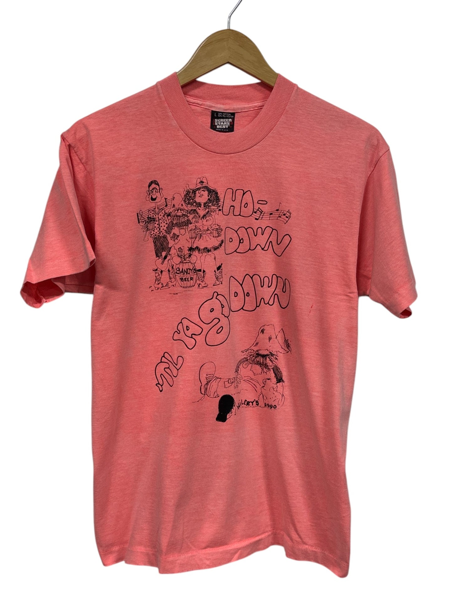 Vintage 1990 Ho Down Til Ya Go Down Western Cartoon Tee Size Large