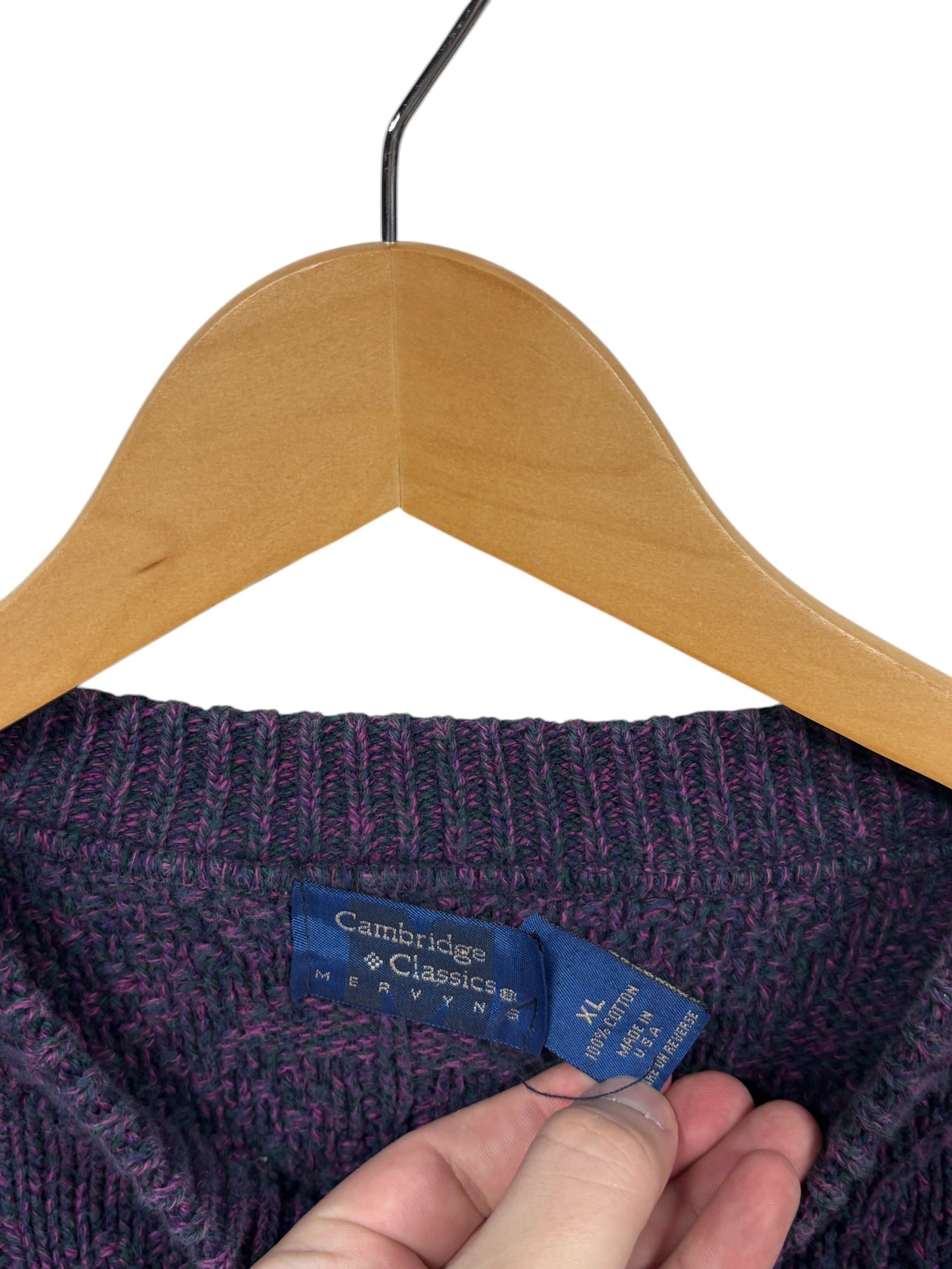 Vintage Cambridge Classics Purple Cable Knit Sweater Size XL
