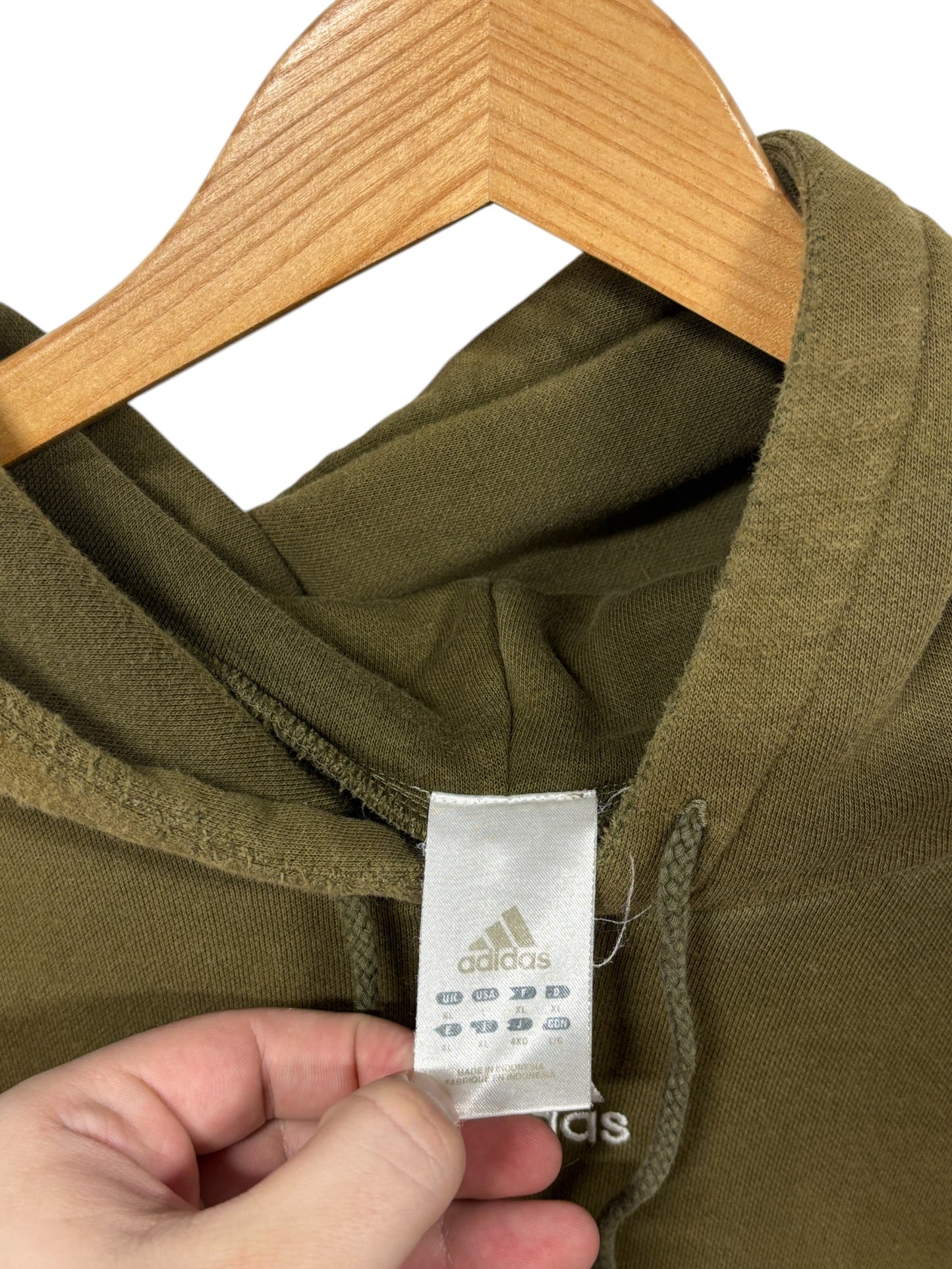 Vintage 00's Adidas Center Logo Green Pullover Hoodie Size Large