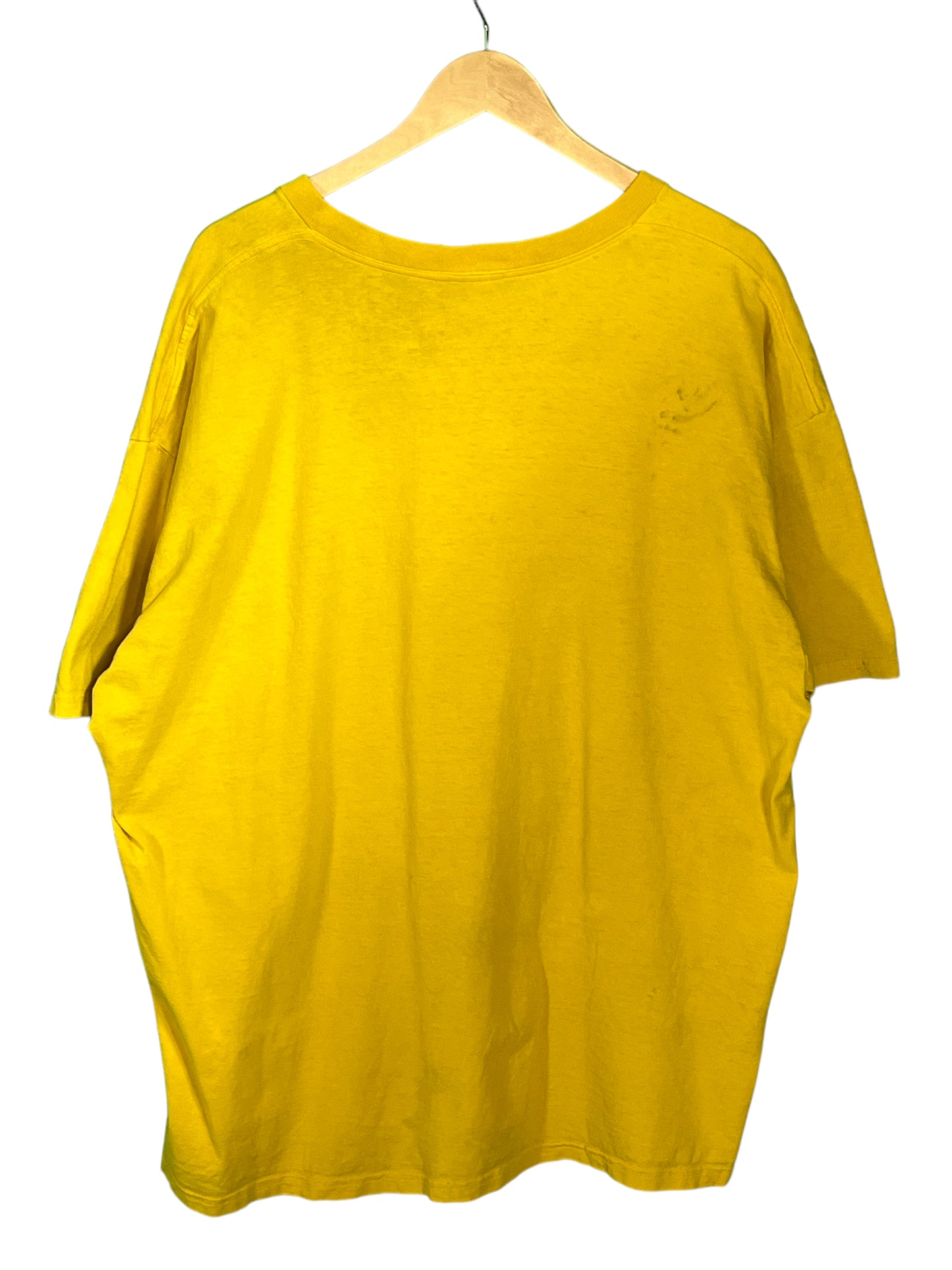 Vintage 00's Nike Small Swoosh Embroidered Yellow Tee Size XXL