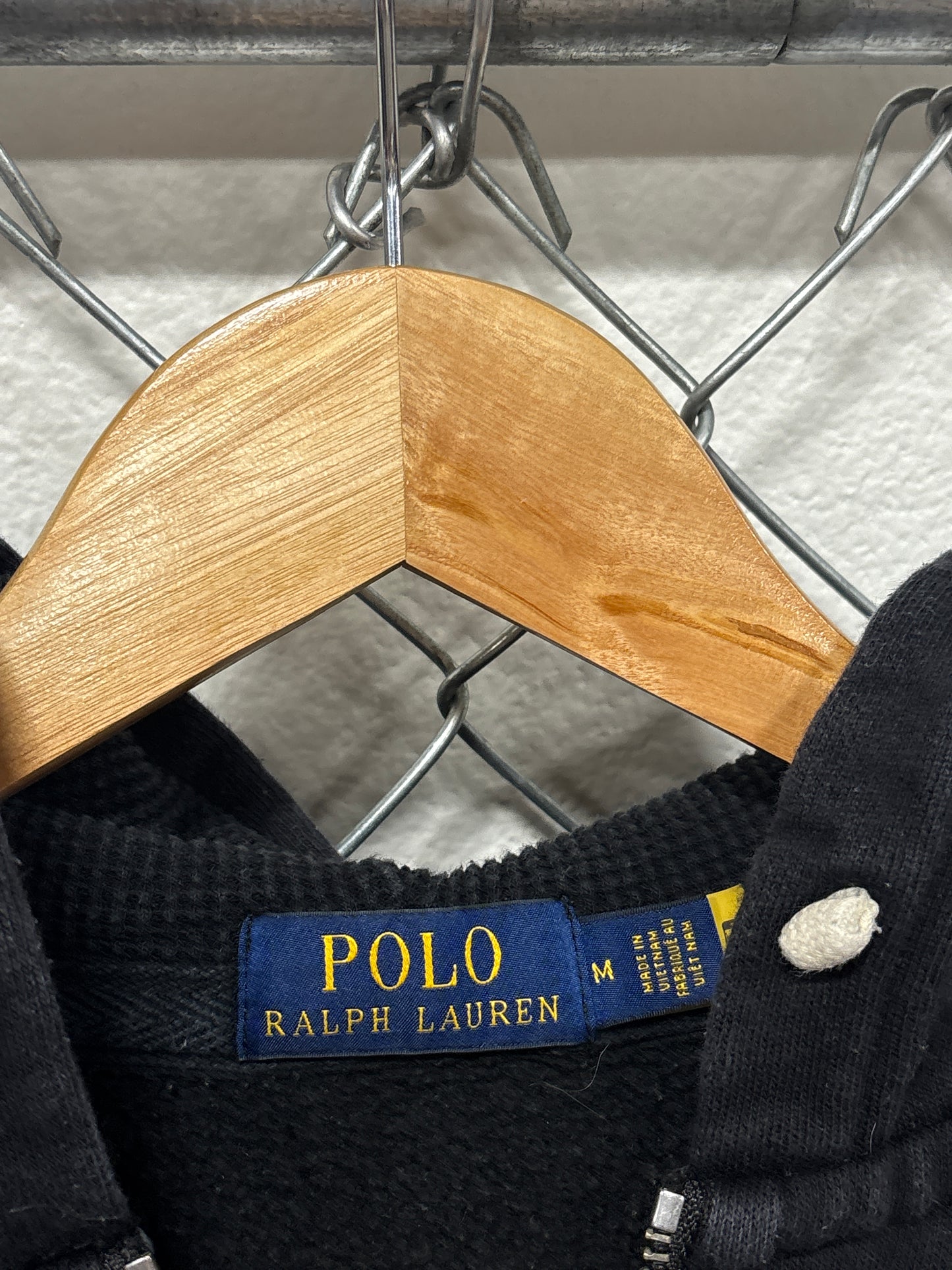 Polo Ralph Lauren Black Zip Up Classic Logo Hoodie Size Medium