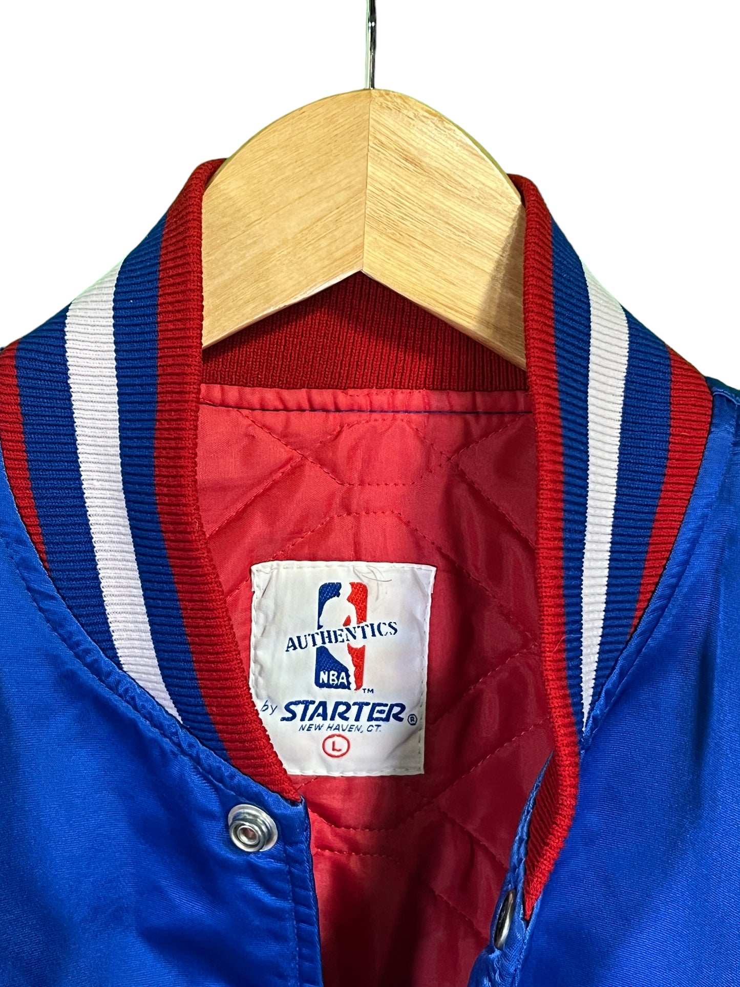 Vintage 80's Starter Detroit Pistons Satin Bomber Jacket Size Large