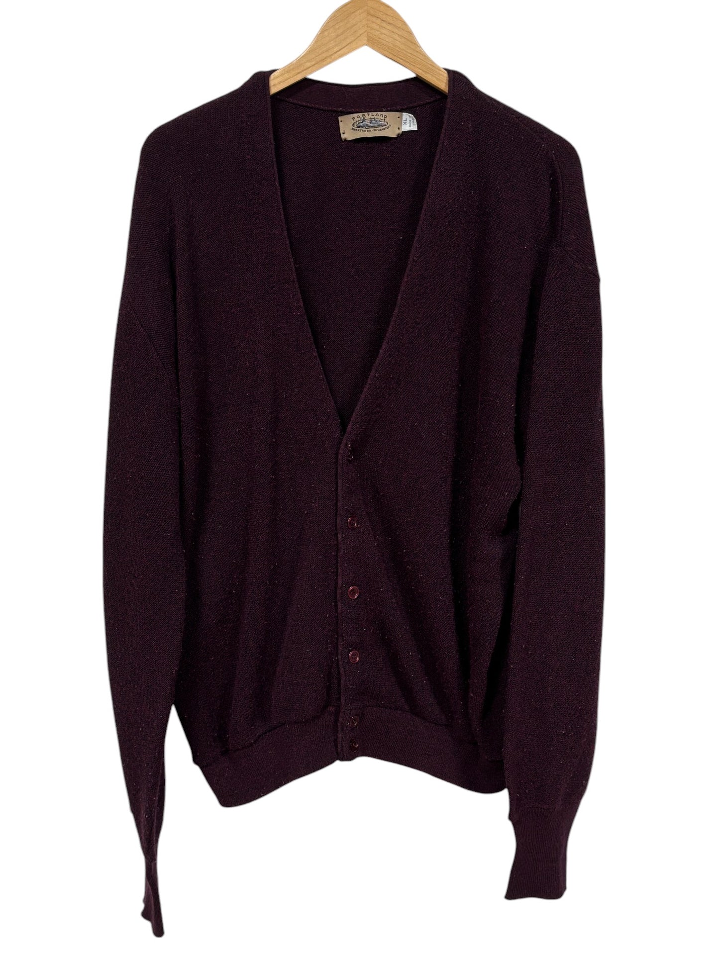 Vintage Portland by Jantzen Burgundy Cardigan Sweater Size XL