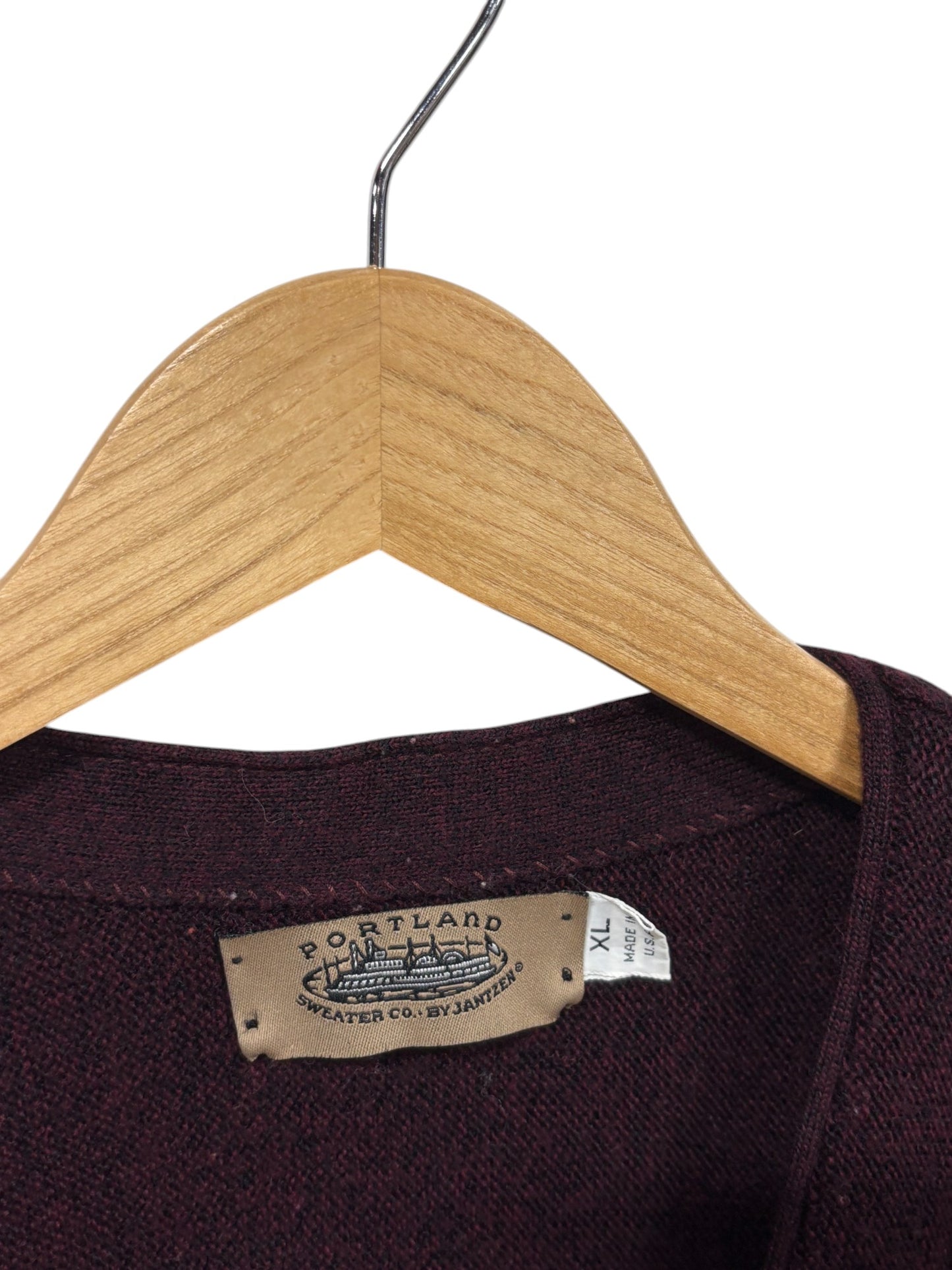 Vintage Portland by Jantzen Burgundy Cardigan Sweater Size XL