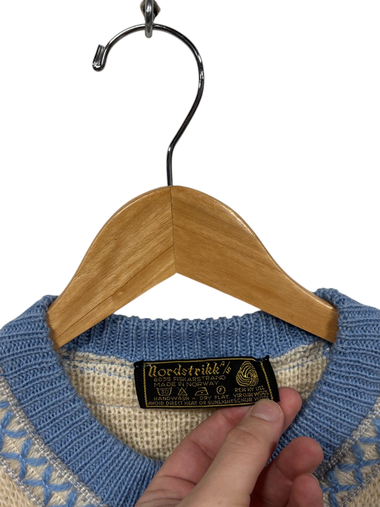 Vintage Nordstrikk Made in Norway Knit Clasp Argyle Sweater Size XL