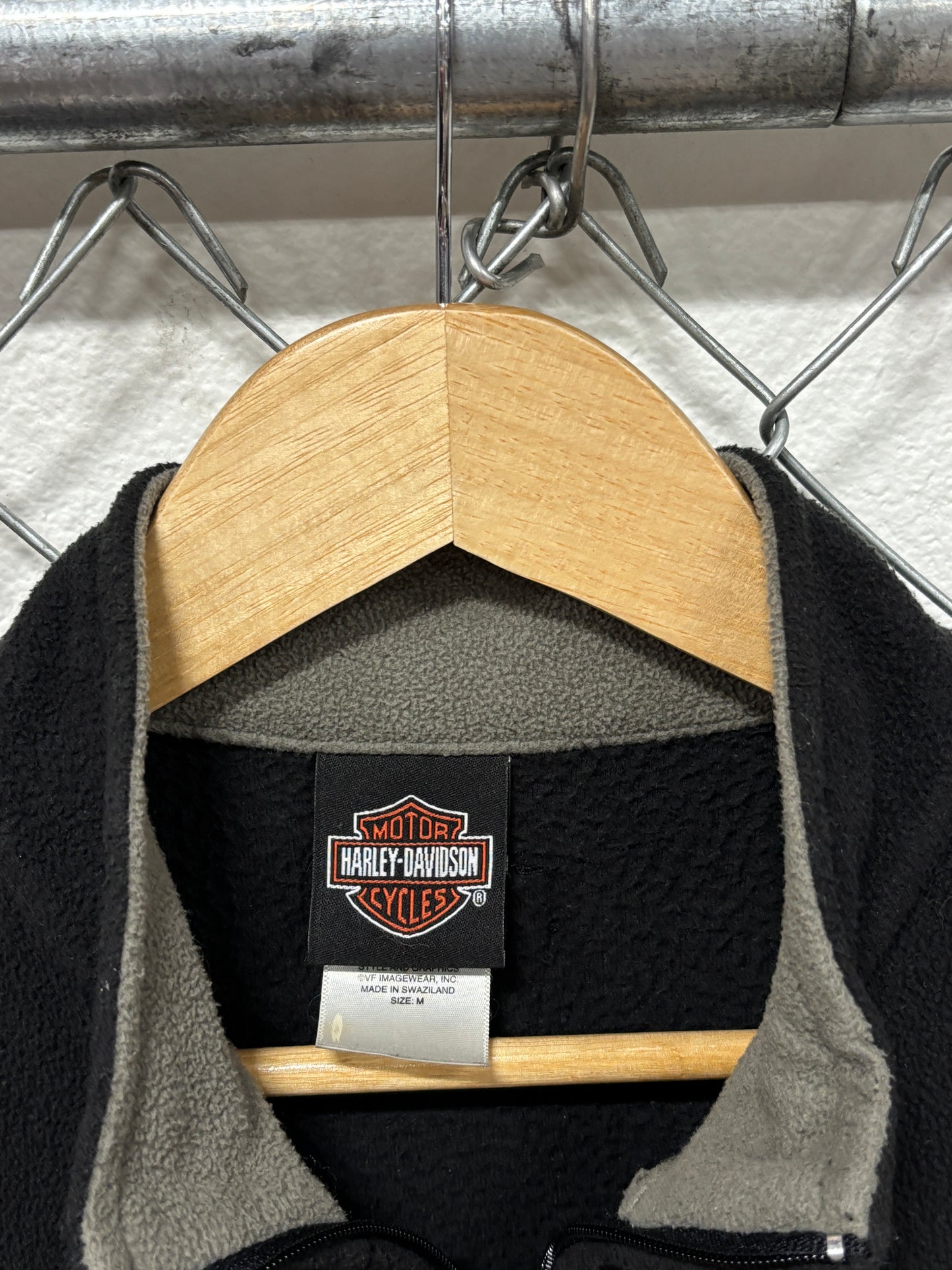 Harley Davidson Motorcycles Black Zip Up Fleece Sweater Size Medium