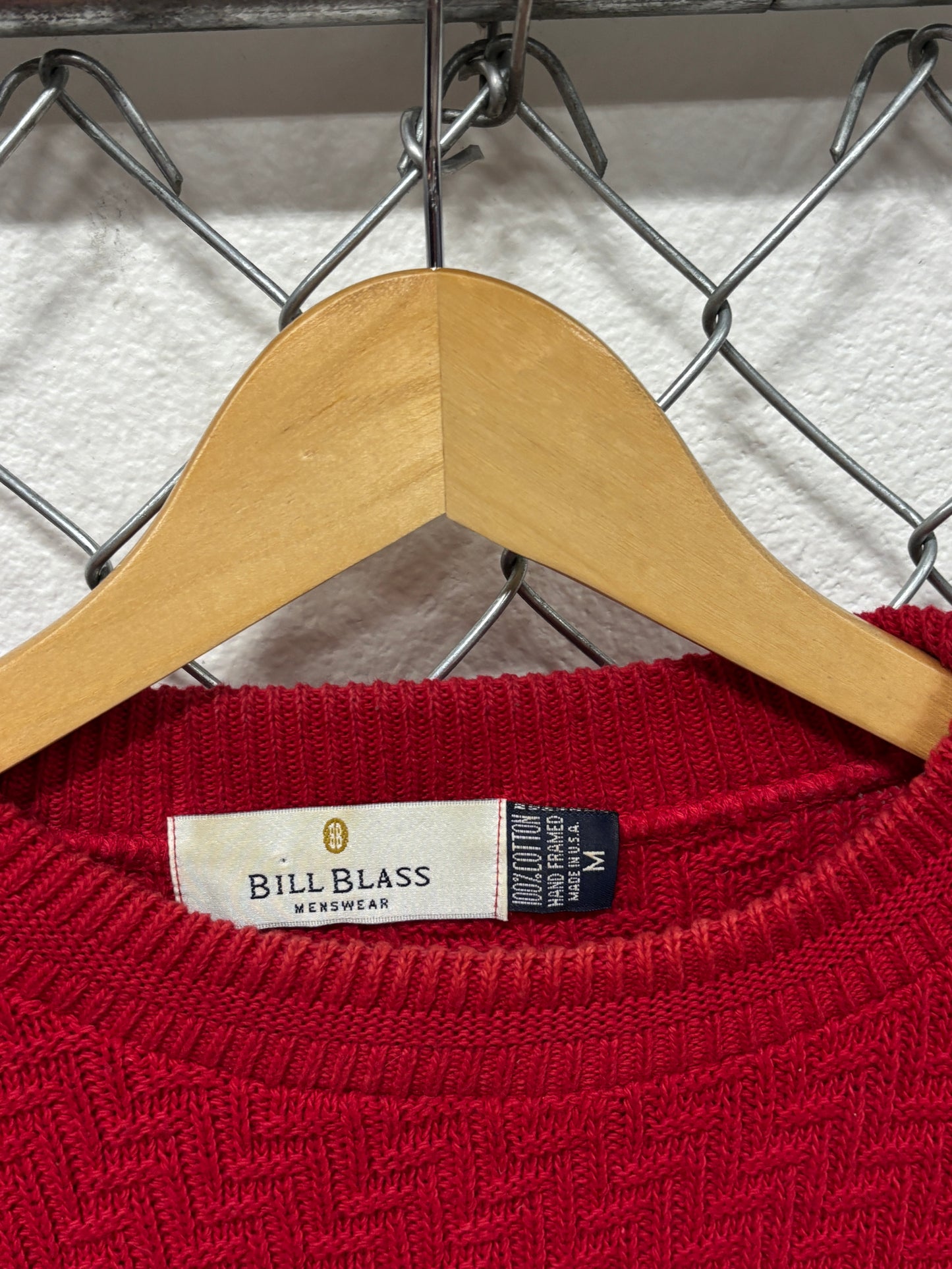 Vintage 90's Bill Blass Men's Red Knit Sweater Size Medium