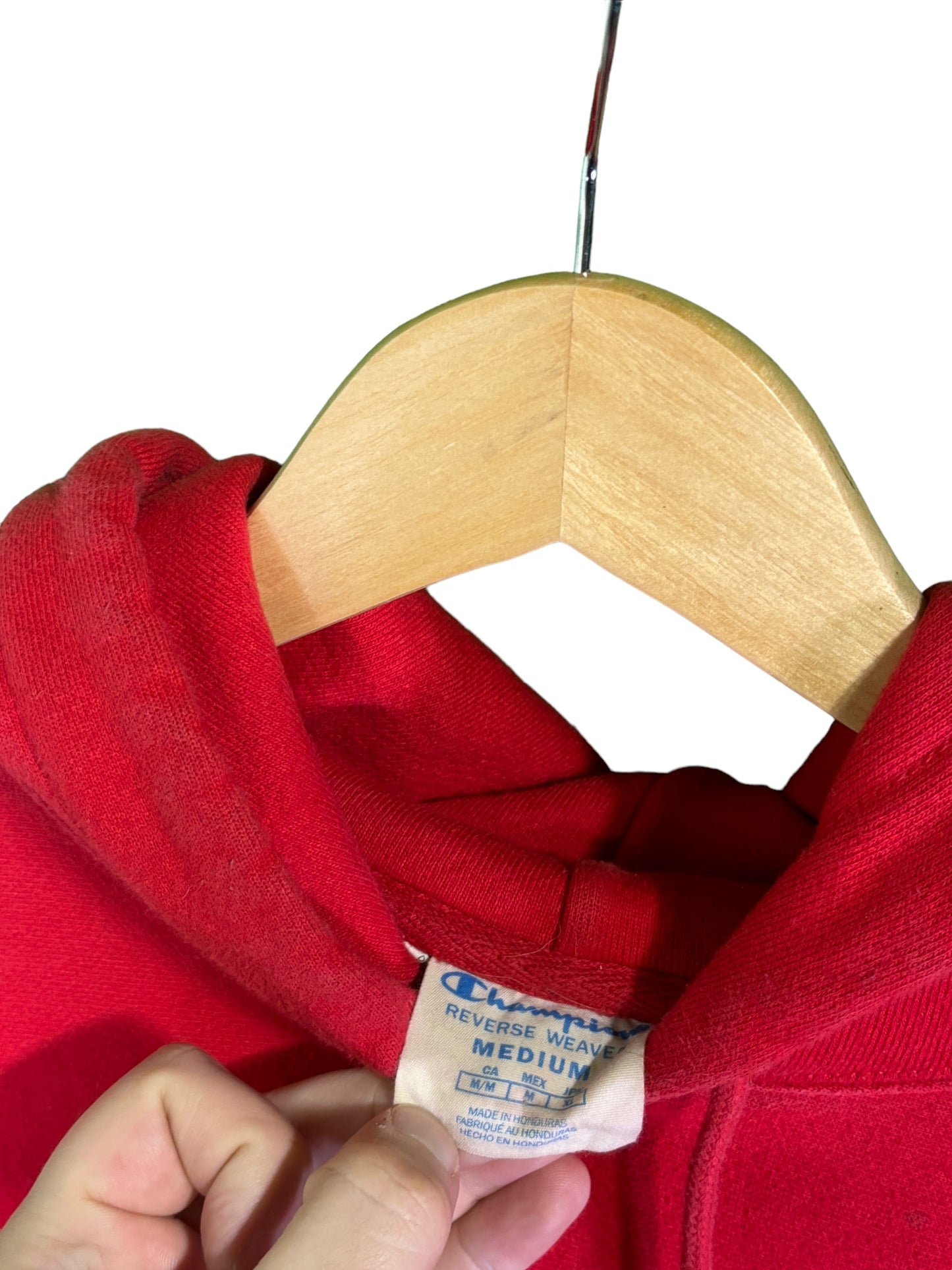 Vintage 00's Champion Reverse Weave Red Hoodie Size Medium