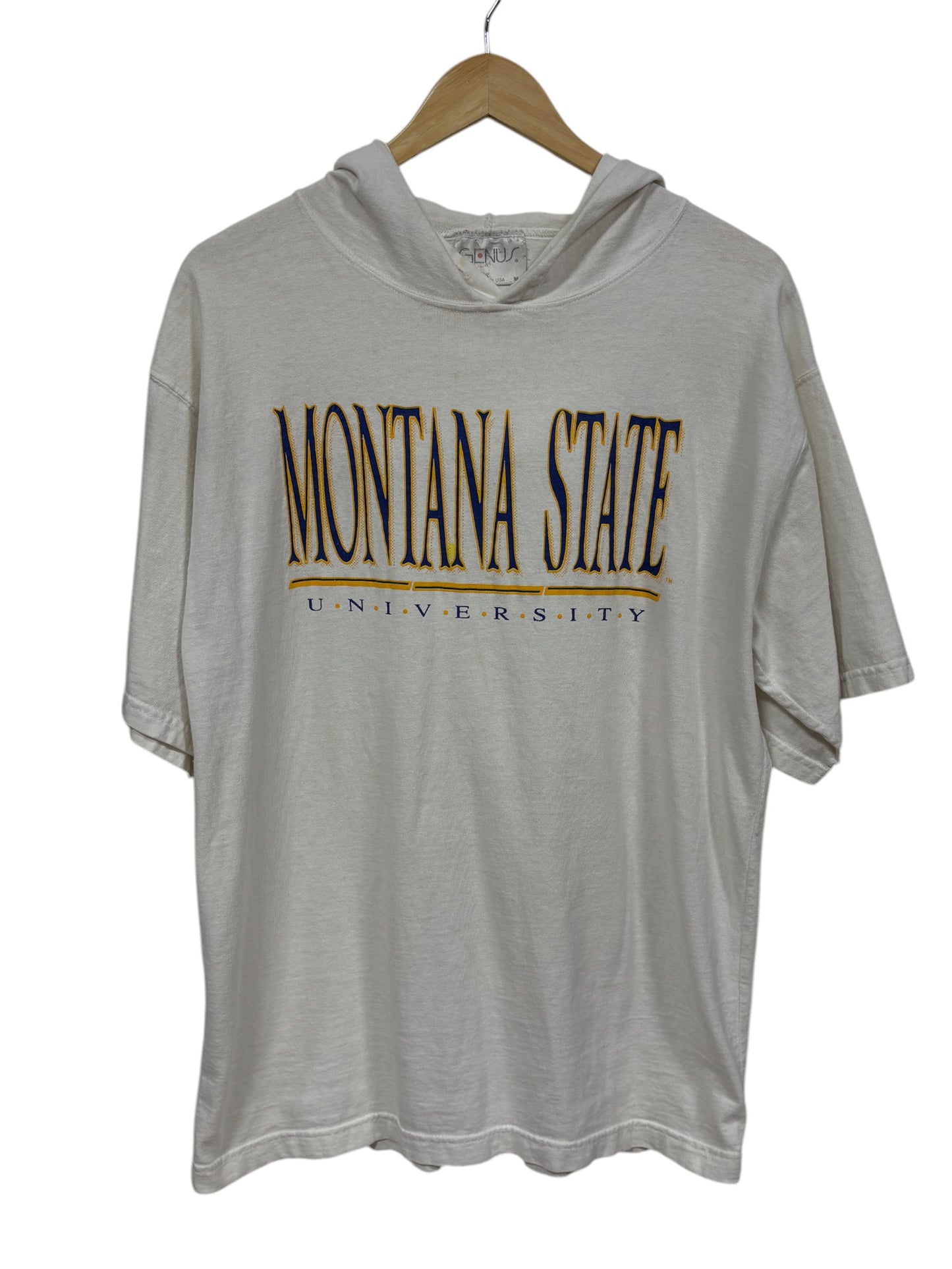 Vintage 90's Montana State University Hooded Short Sleeve Tee Size Medium