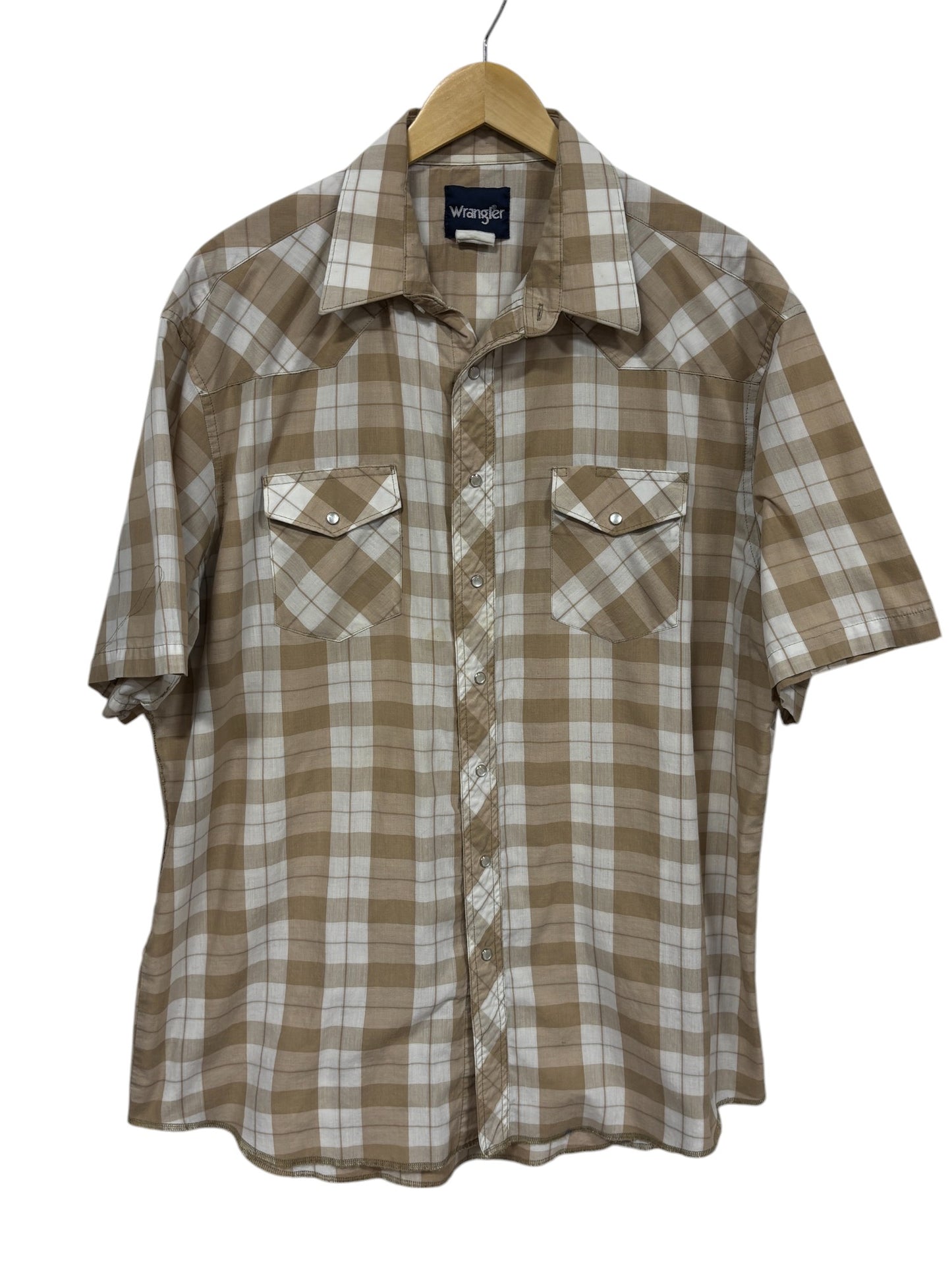 Vintage Wrangler Pearl Snap Button Up Short Sleeve Western Shirt Size XL