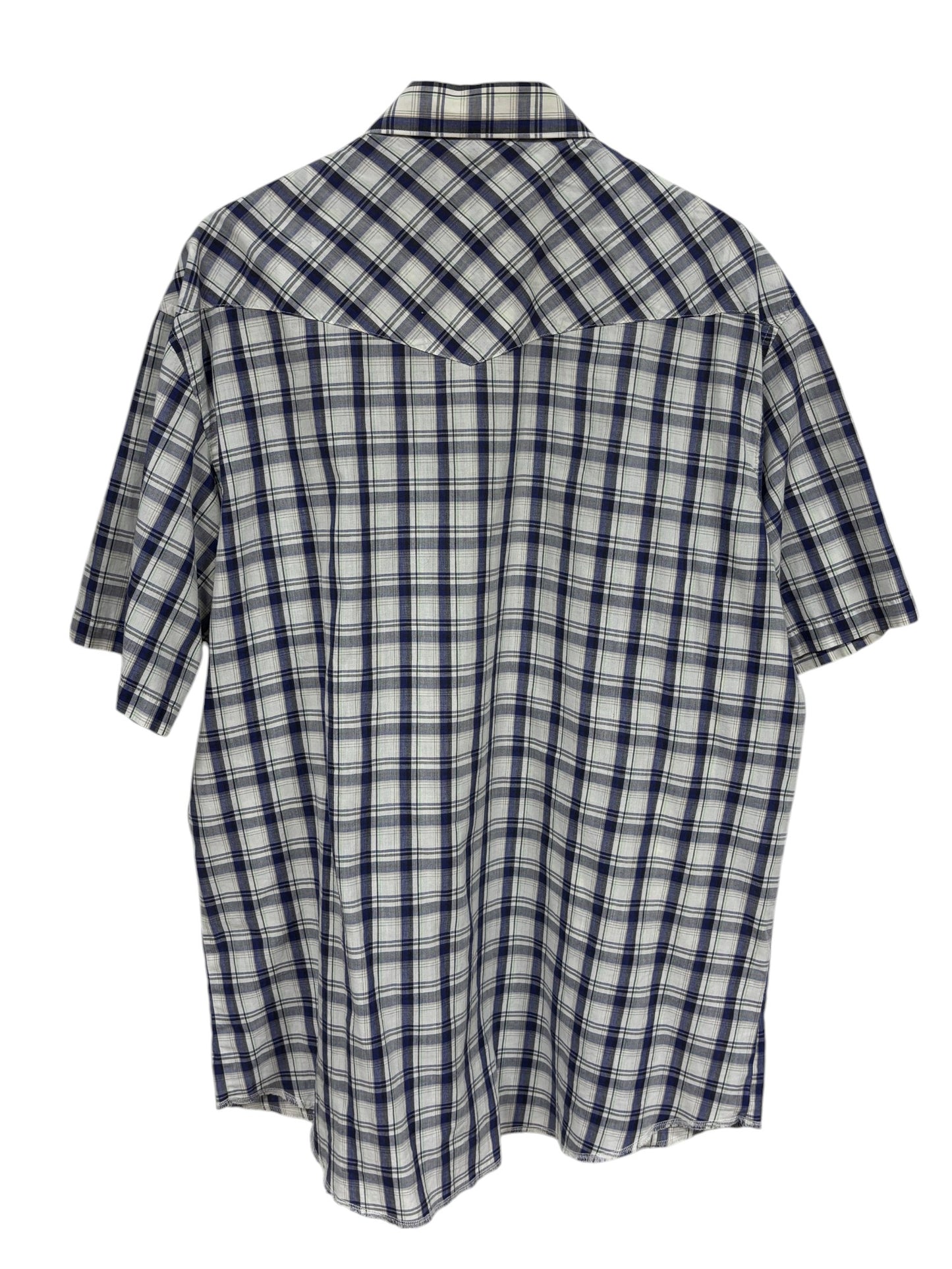 Vintage Wrangler Pearl Snap Button Up Short Sleeve Western Shirt Size XL