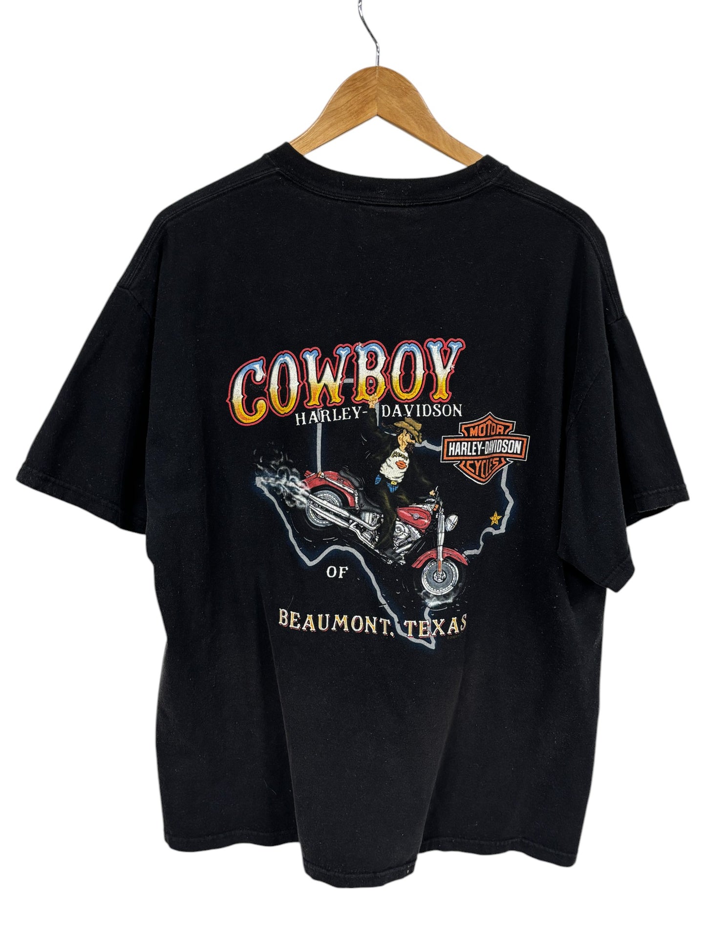 Vintage Harley Davidson Beaumont Texas Cowboy Biker Tee Size XL