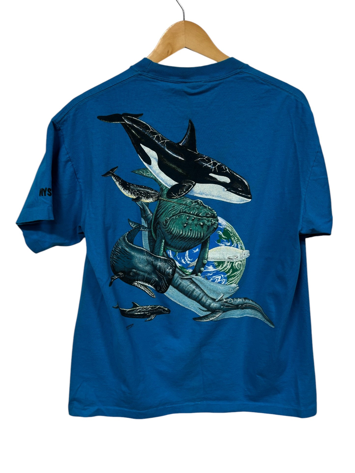 Vintage 90's Killer Whale Marine Life Nature Graphic Tee Size Large