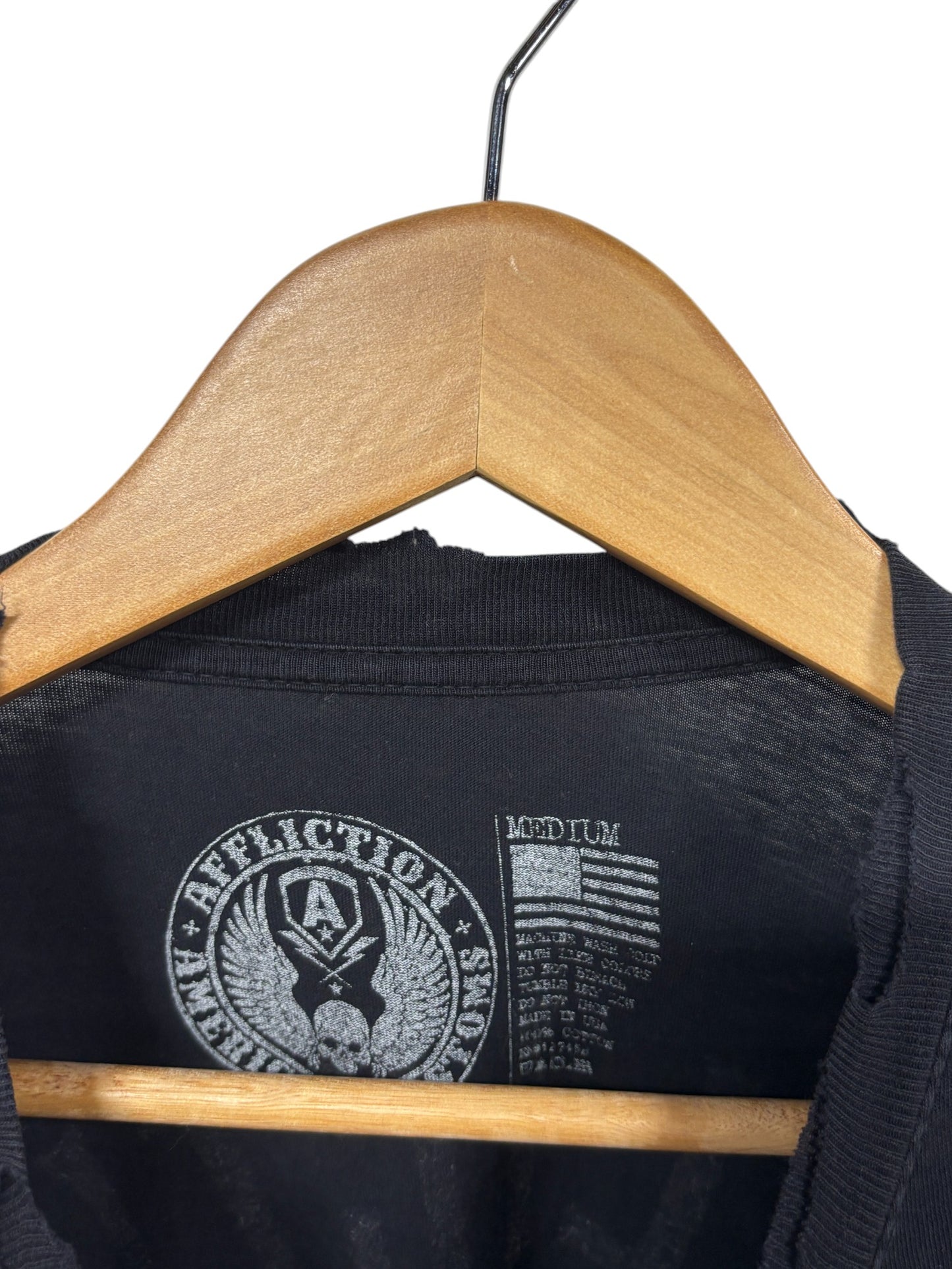 Vintage Y2K Affliction Distressed Speed Kills Biker Tee Size Medium