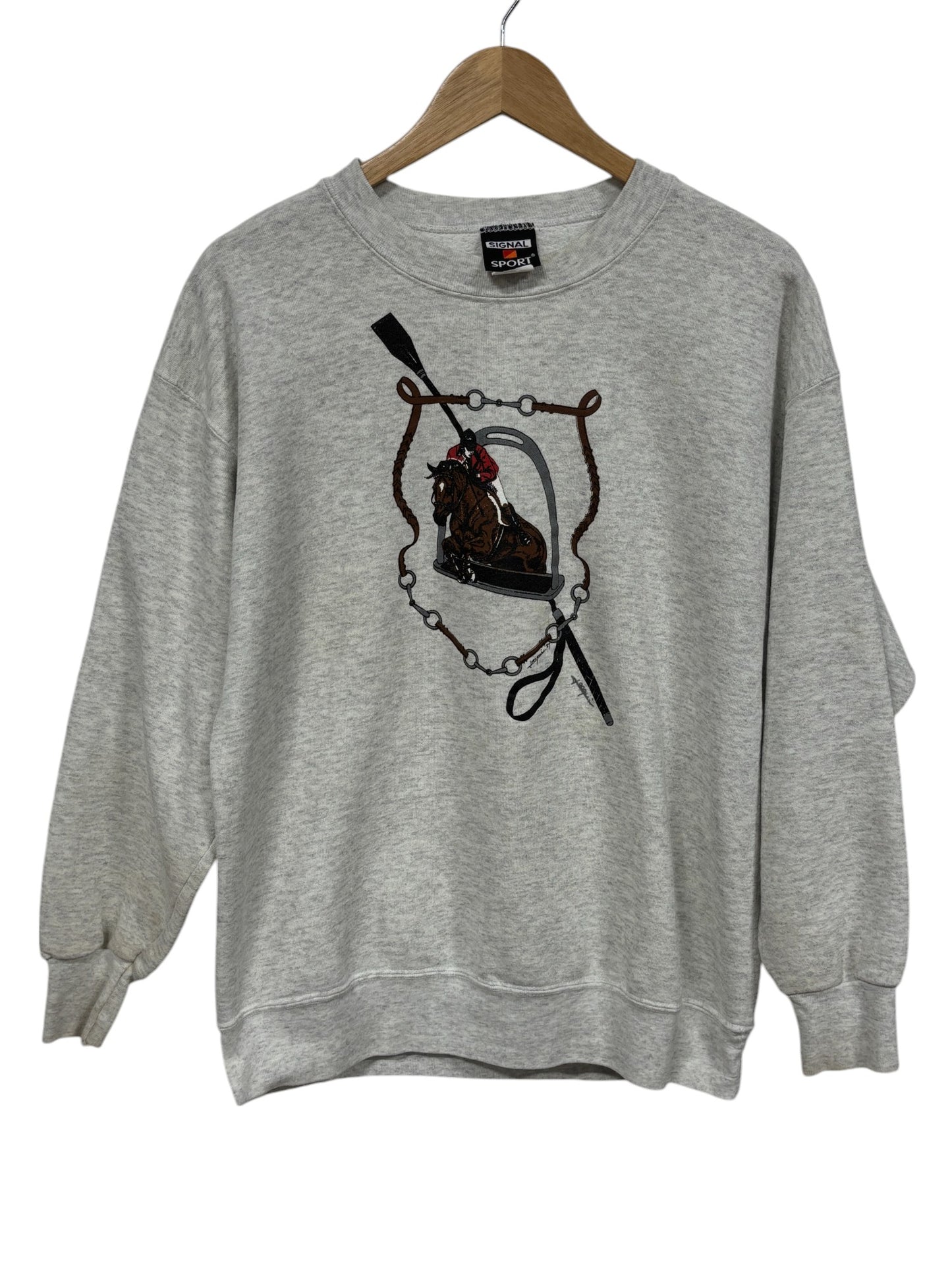Vintage 90's Signal Sport Horse Racing Crewneck Sweater Size Large