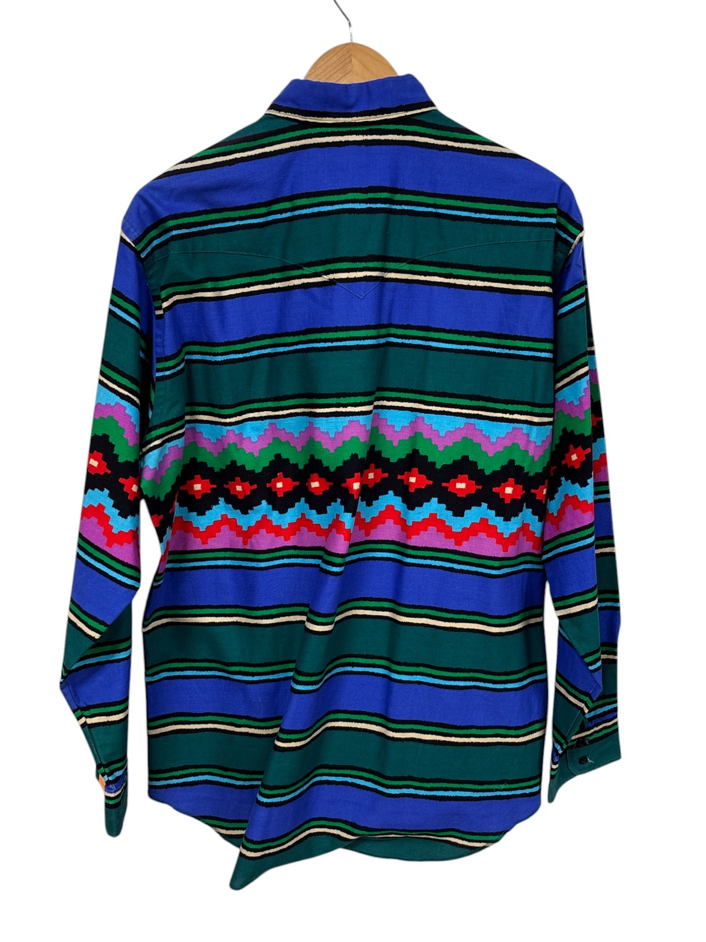 Vintage Wrangler Brushpopper Western Button Up Long Sleeve Shirt Size XL