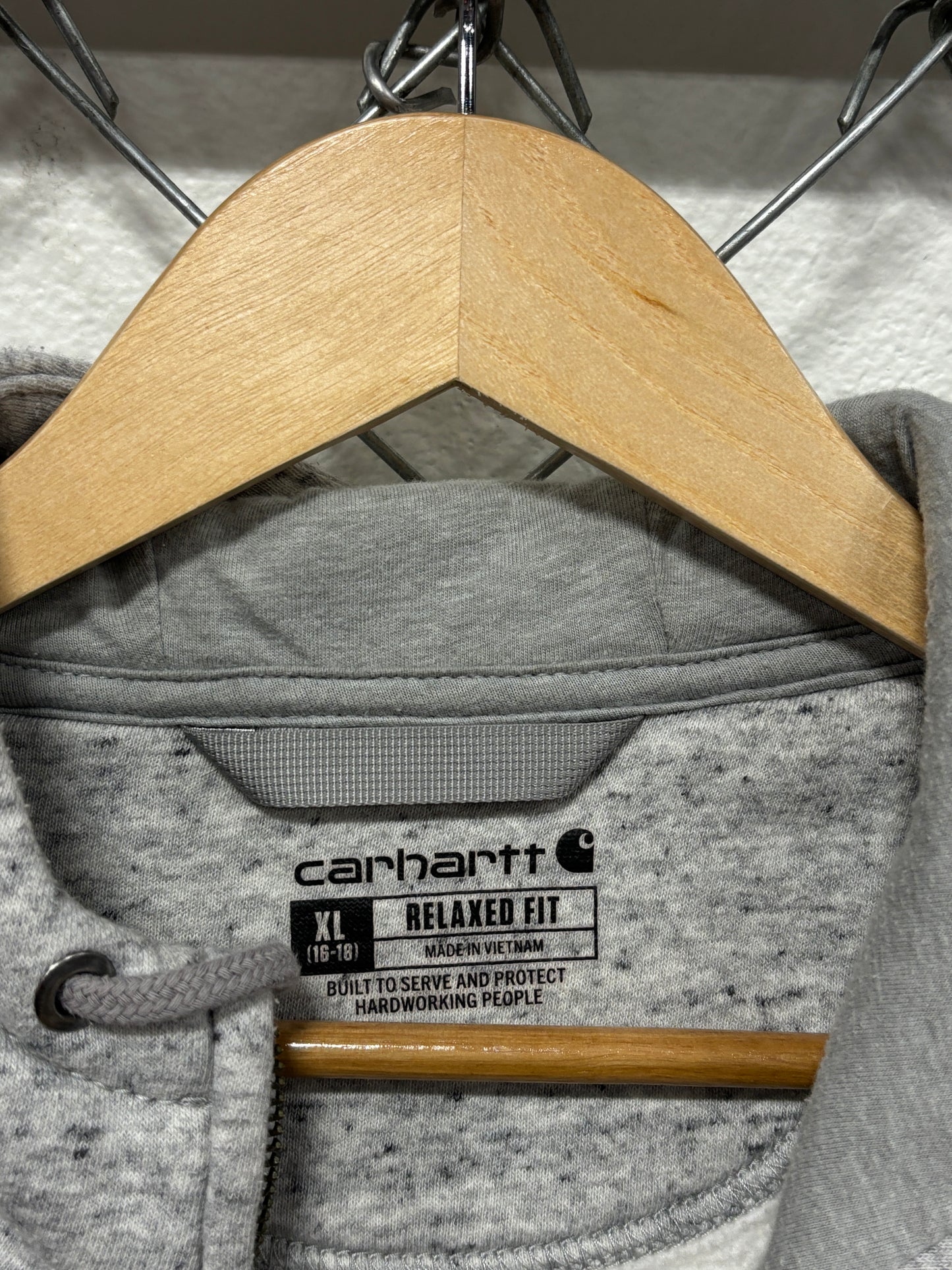 Carhartt Heather Grey Zip Up Relaxed Fit Hoodie Size XL