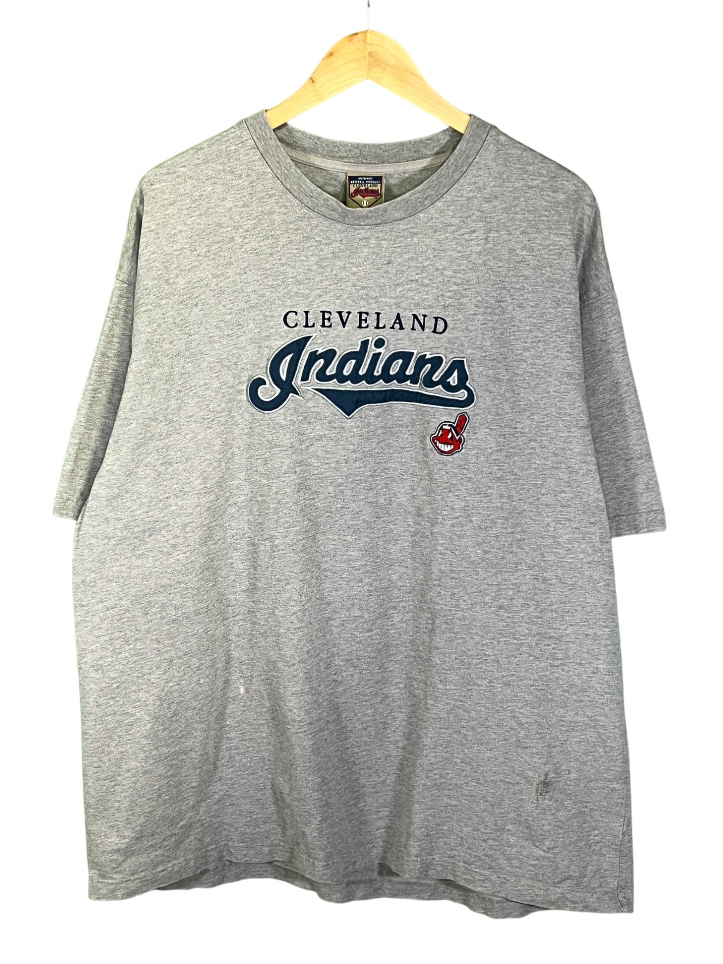 Vintage 00's Cleveland Indians Embroidered MLB Logo Graphic Tee Size XXL