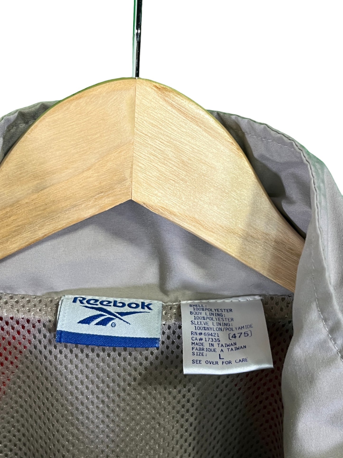 Vintage Reebok Tan Red Full Zip Windbreaker Jacket Size Large