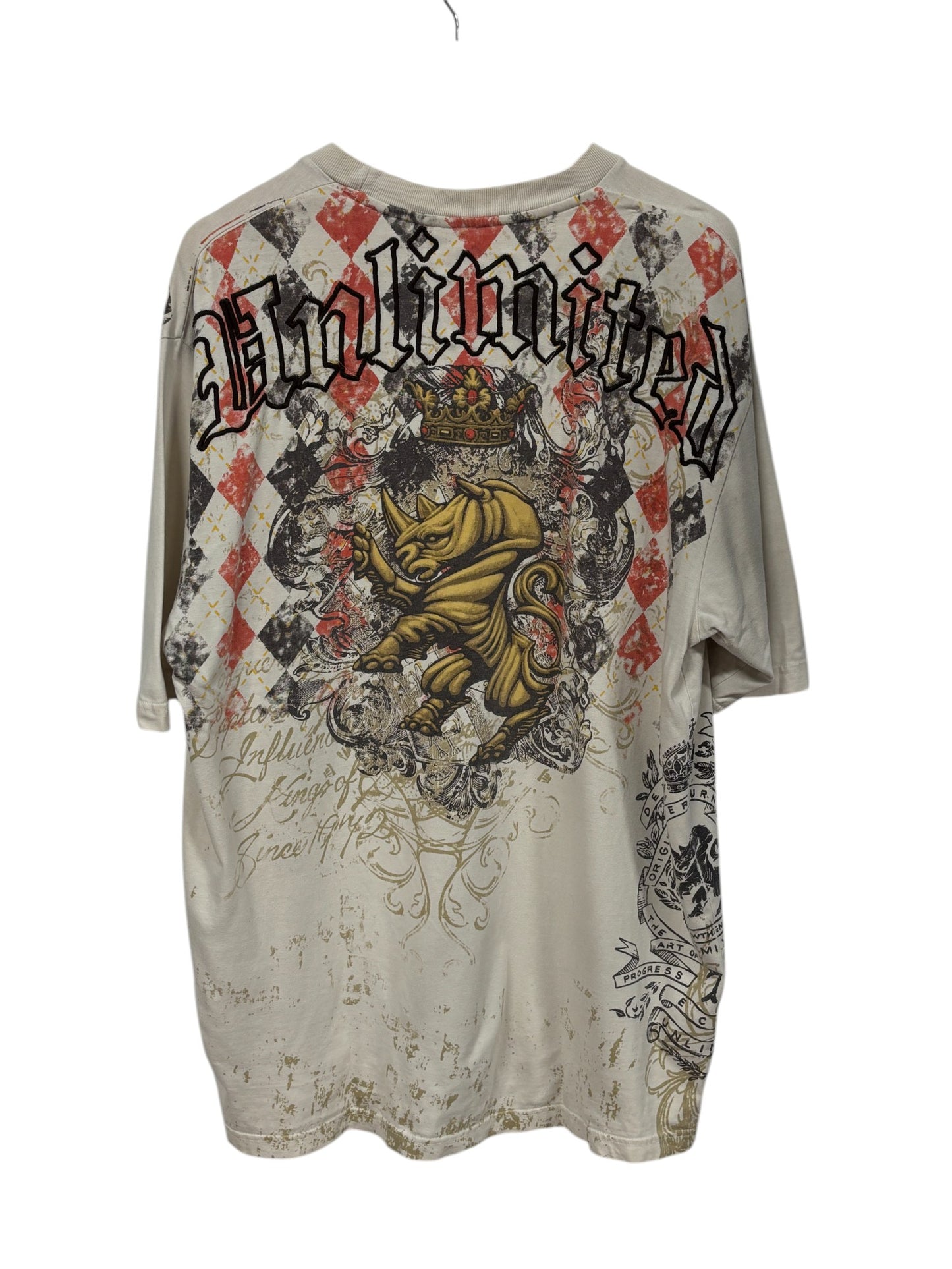 Vintage Y2K Ecko Unlimited Big Print Rhino Graphic AOP Tee Size XL