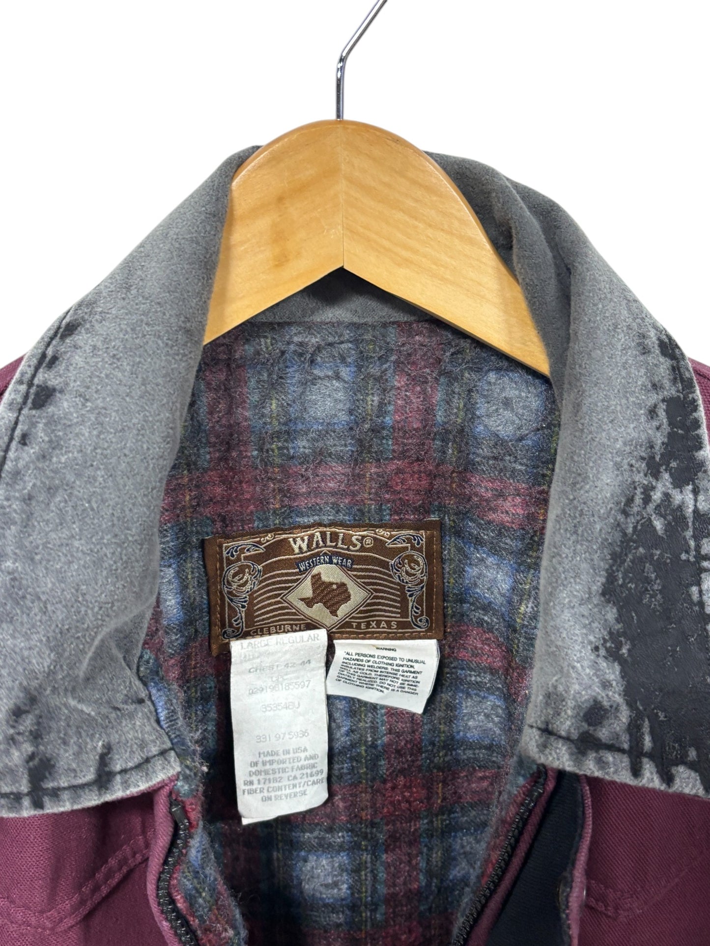 Vintage Walls Blanket Lined Maroon Chore Work Jacket Size Large